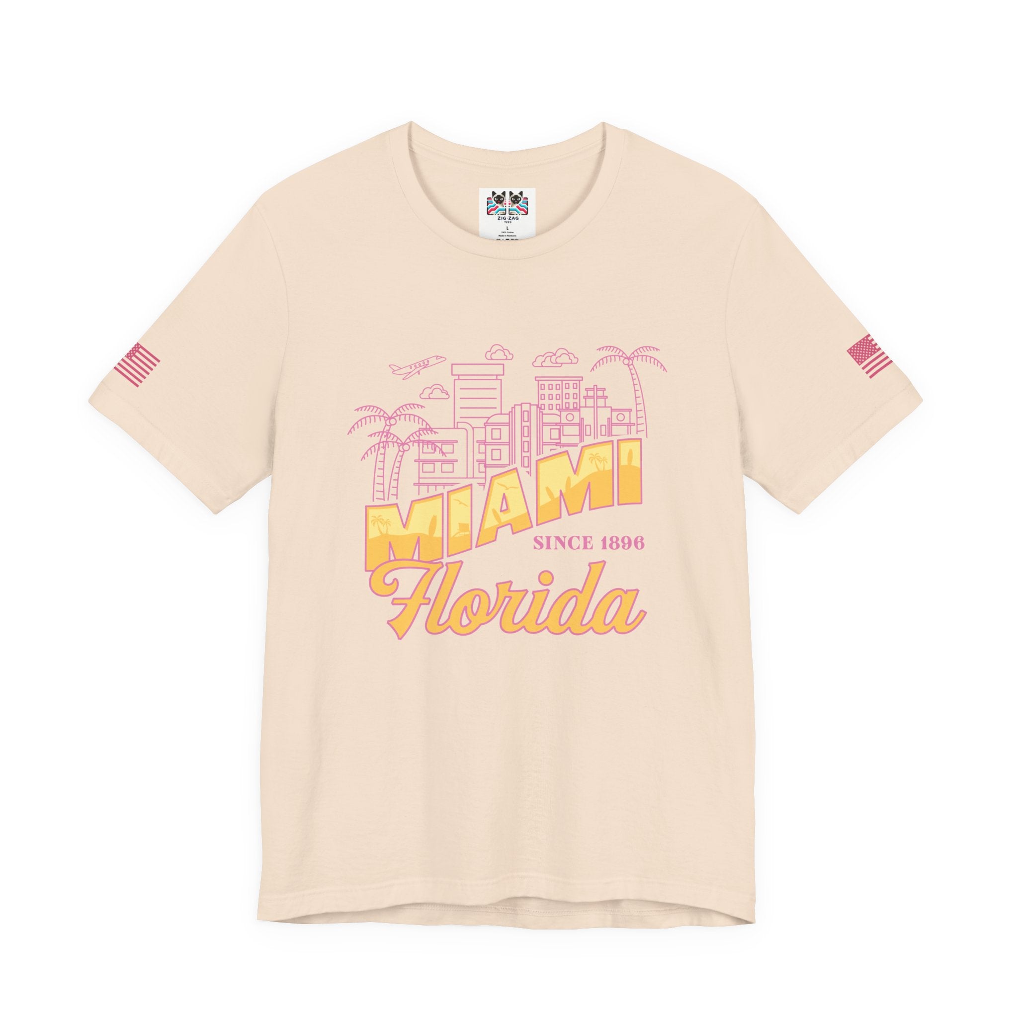 Miami Since 1896 Florida T-Shirt – Art Deco Skyline Line Art Graphic Tee