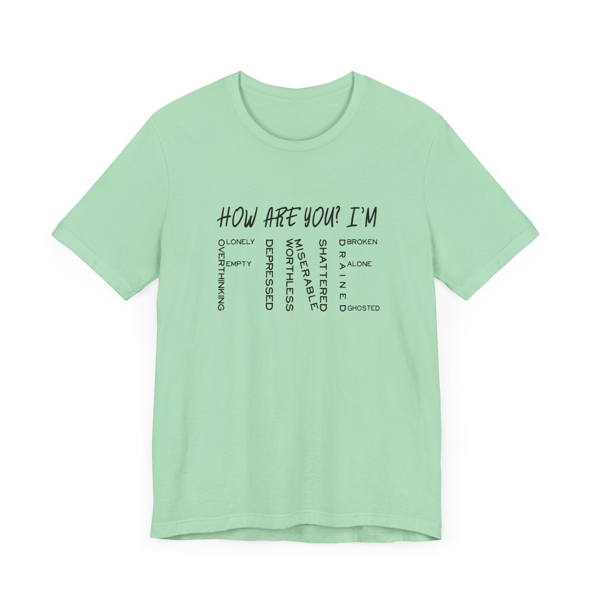 How Are You? I'm Fine Graphic Statement Tee for Mental Health Awareness and Emotional Honesty Advocates