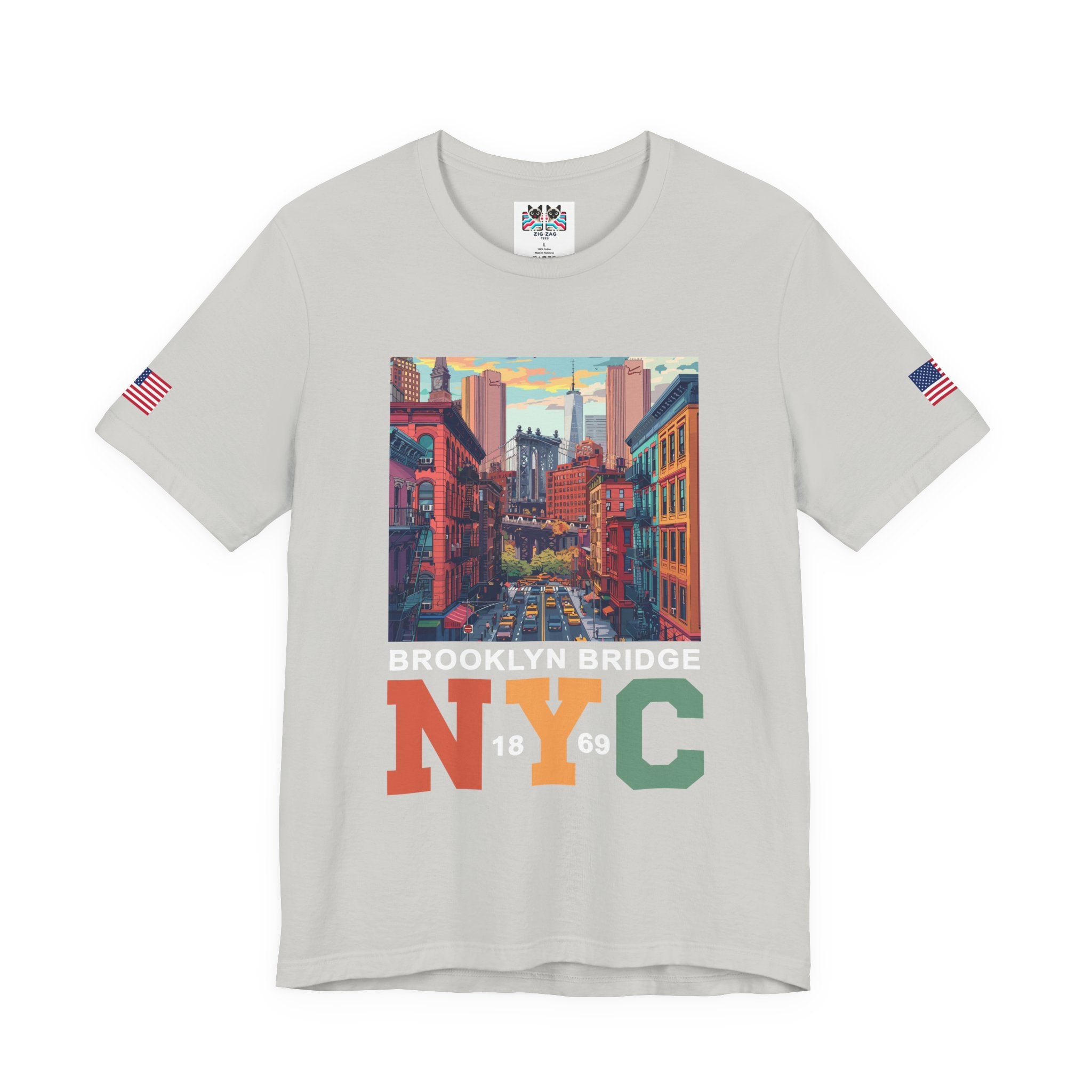 Brooklyn Bridge NYC T-Shirt - Vintage Street Scene Manhattan Bridge 1869 New York