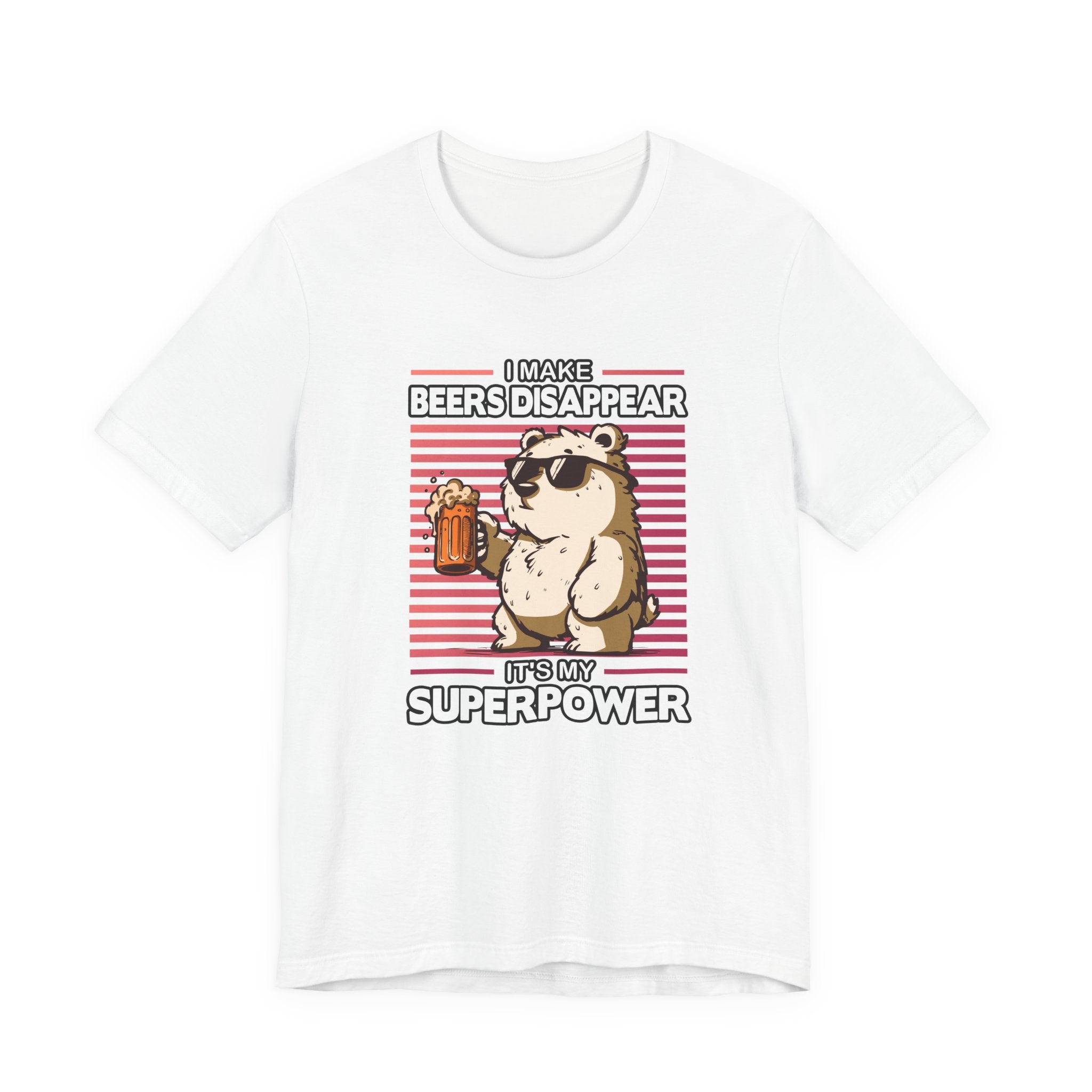 I Make Beers Disappear T-Shirt – Cool Bear With Sunglasses and Beer Funny Graphic Tee