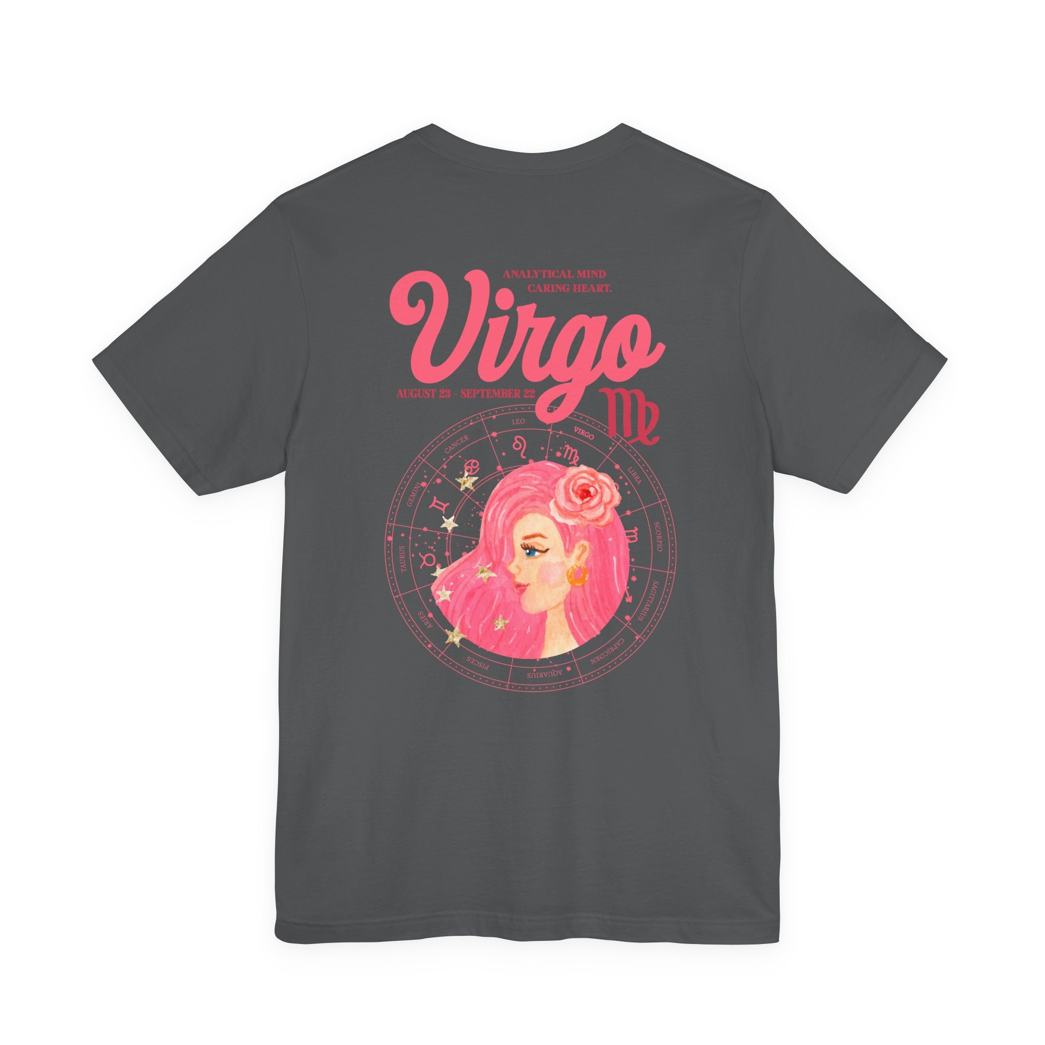 Virgo Zodiac Lady T-Shirt – Analytical Mind Caring Heart Astrological Wheel