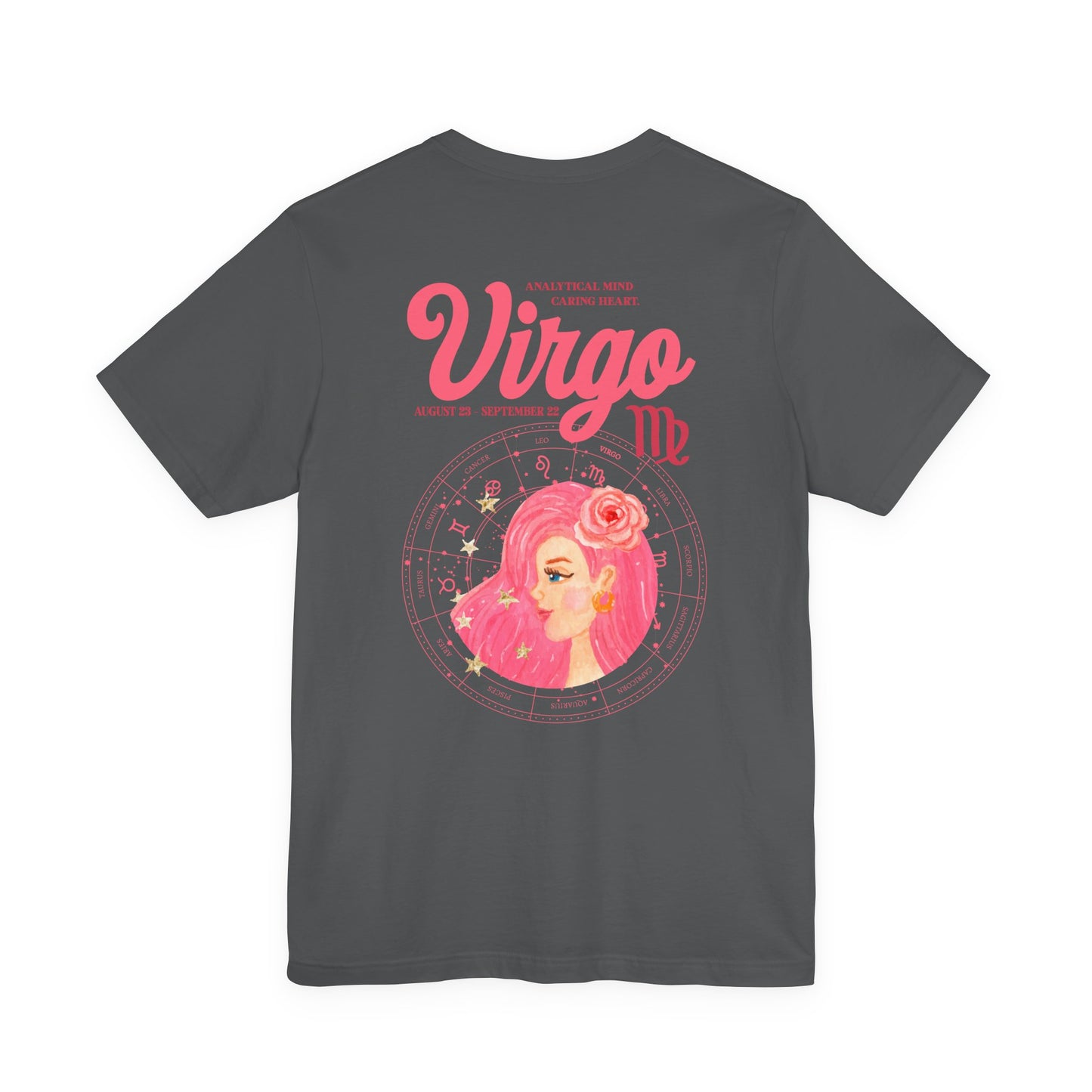 Virgo Zodiac Lady T-Shirt – Analytical Mind Caring Heart Astrological Wheel