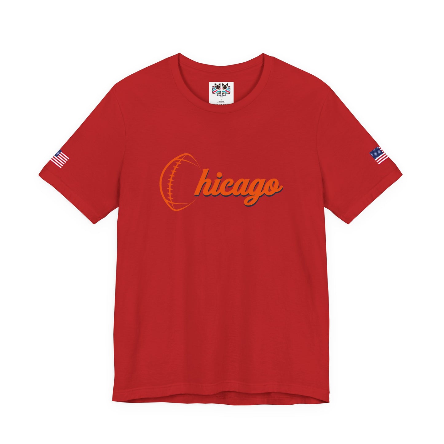 Chicago Football T-Shirt - Simple Orange Script C Bears Colors Minimalist Design
