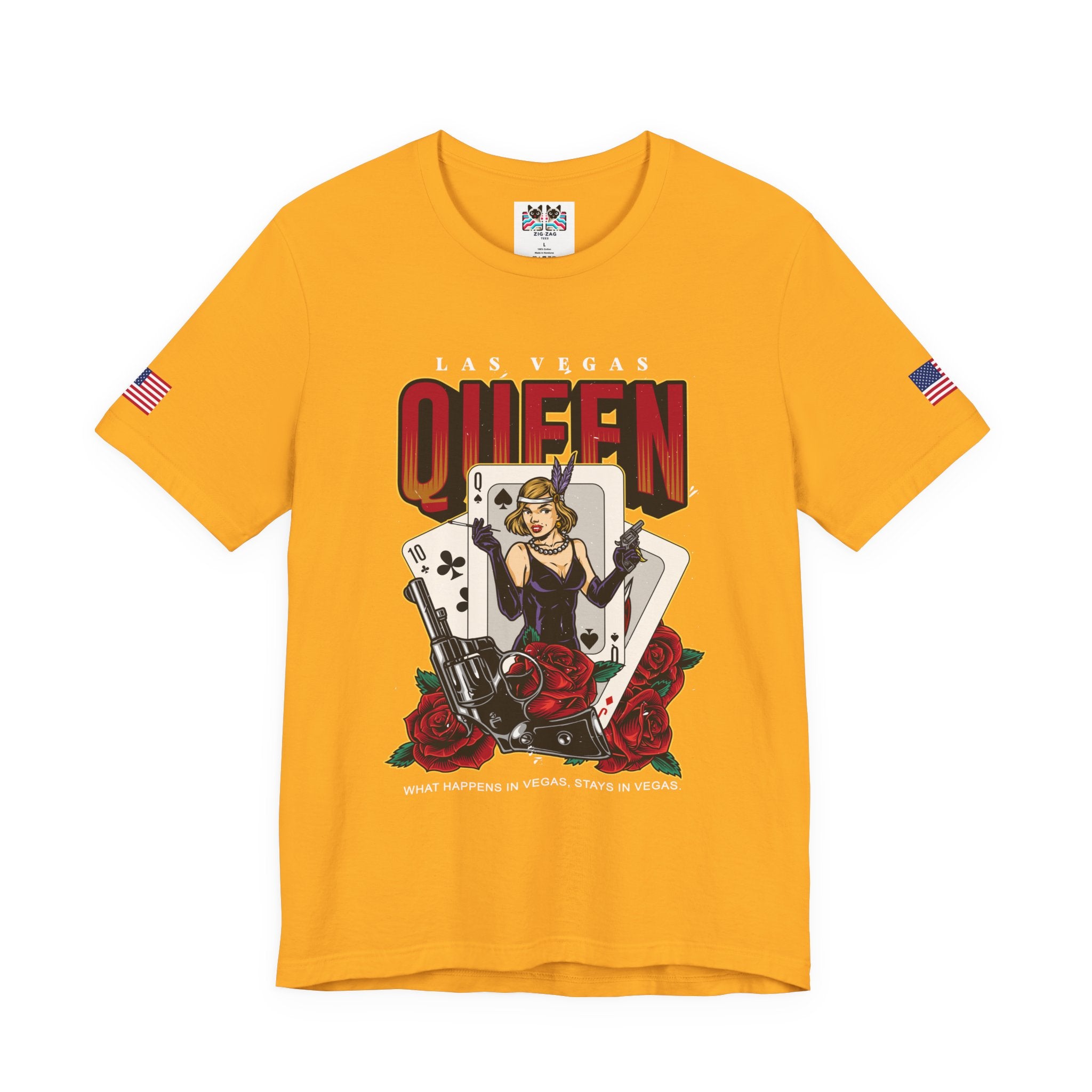 Las Vegas Queen T-Shirt – Gangster Queen of Spades Casino Roses Graphic Tee