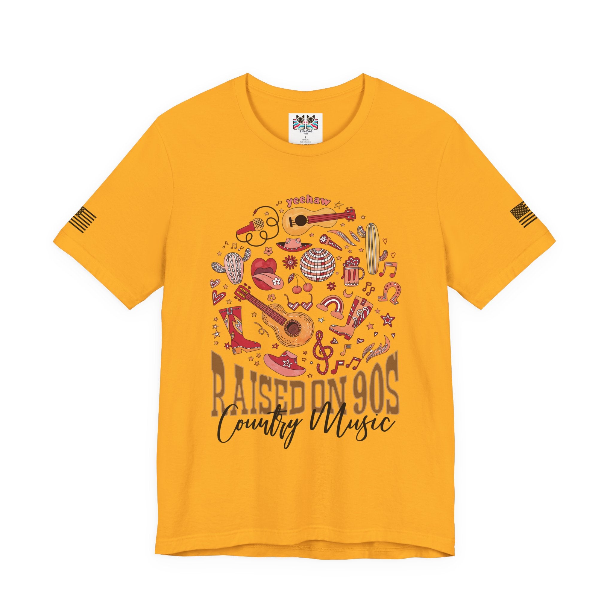 Raised on 90s Country Music T-Shirt – Yeehaw Retro Circle Collage Graphic Tee