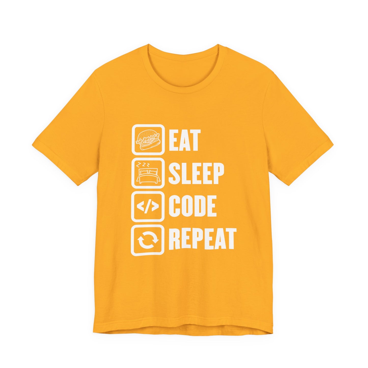 Eat, Sleep, Code, Repeat Tshirt – Minimalist Icon Design
