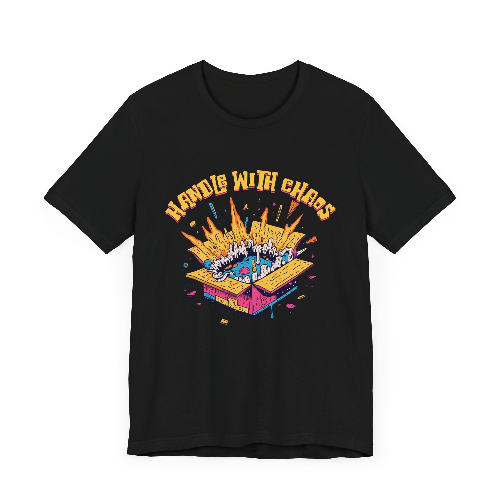 Handle With Chaos – Vibrant Colorful Box Embracing life’s Wild Moments Graphic T-Shirt