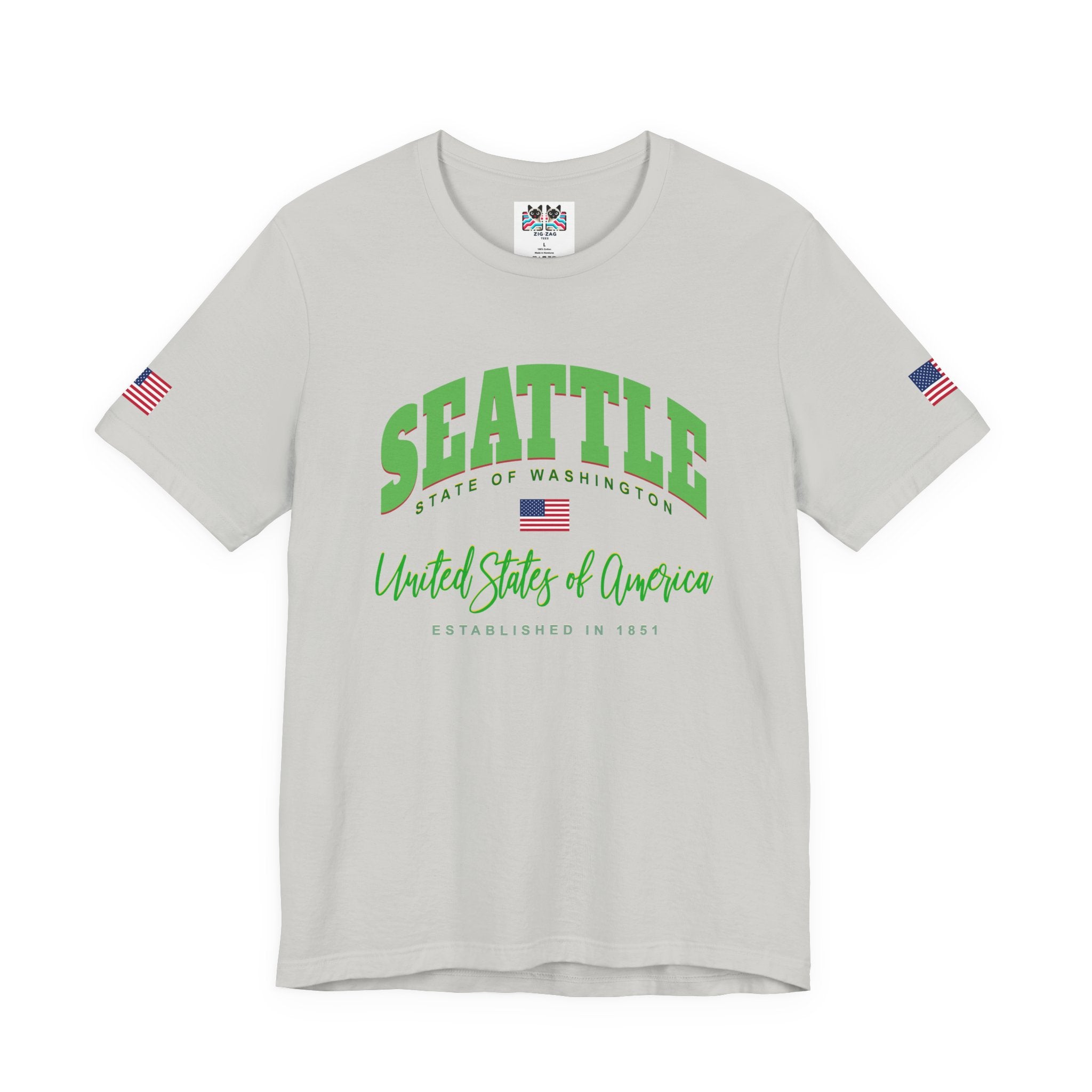 Seattle State of Washington United States of America EST 1851 Collegiate T-Shirt | Patriotic Seattle Tee