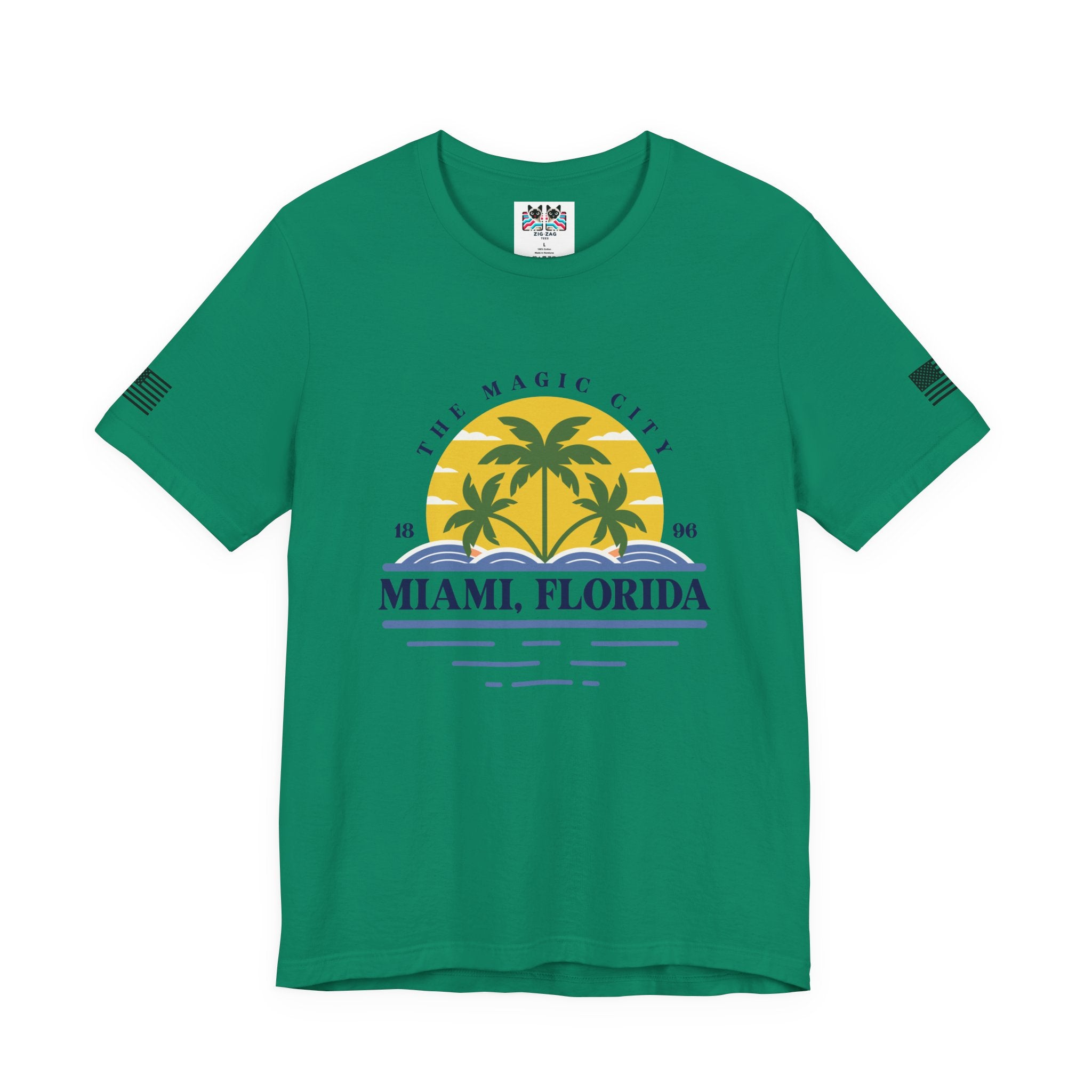 Miami Florida The Magic City T-Shirt – 1896 Palm Tree Sunset Retro Circle Tee