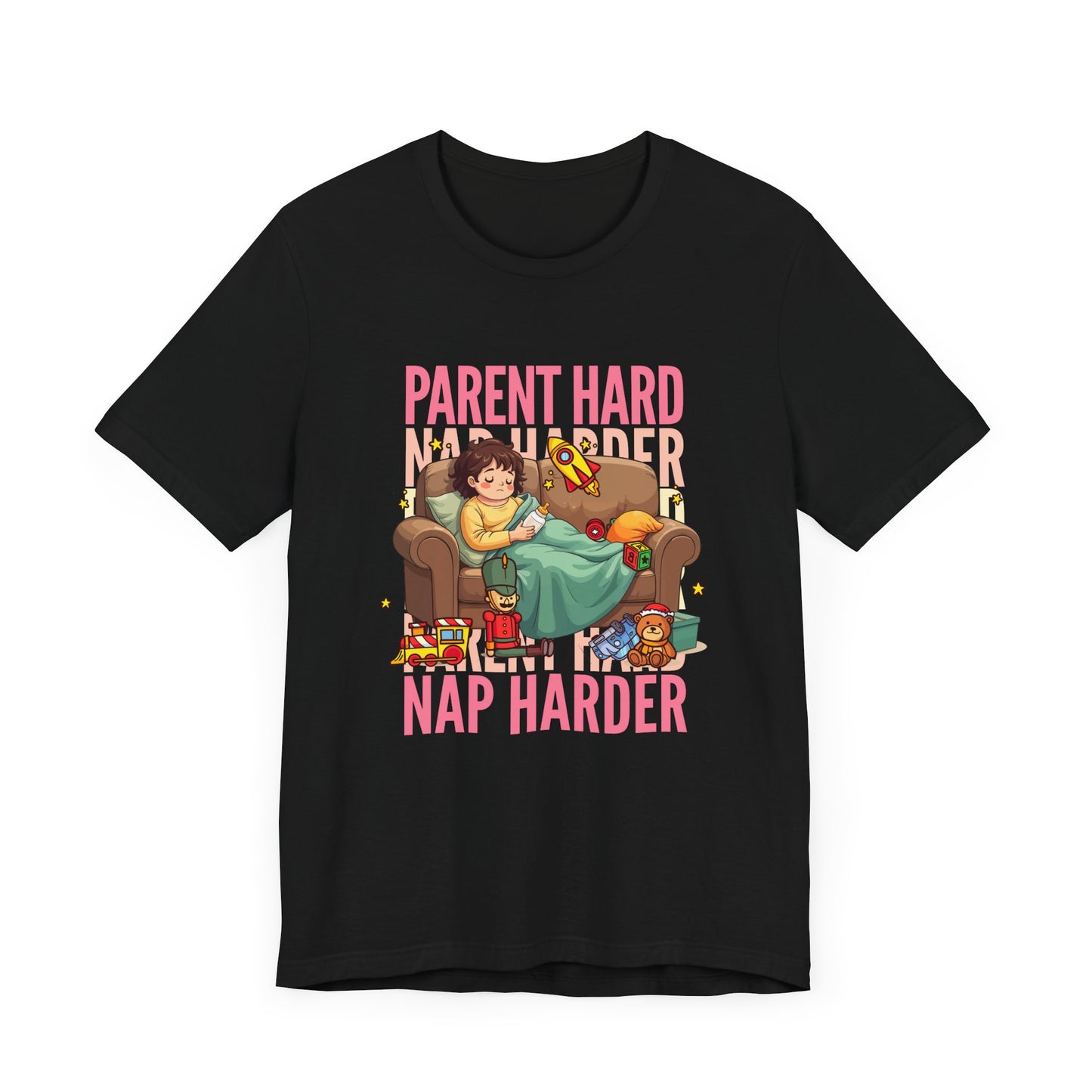 Parent Hard Nap Harder Tee, Funny Parenting Life Shirt, Tired Parent Graphic Tee, Sleepless Caregiver Top, Family Survival Gift
