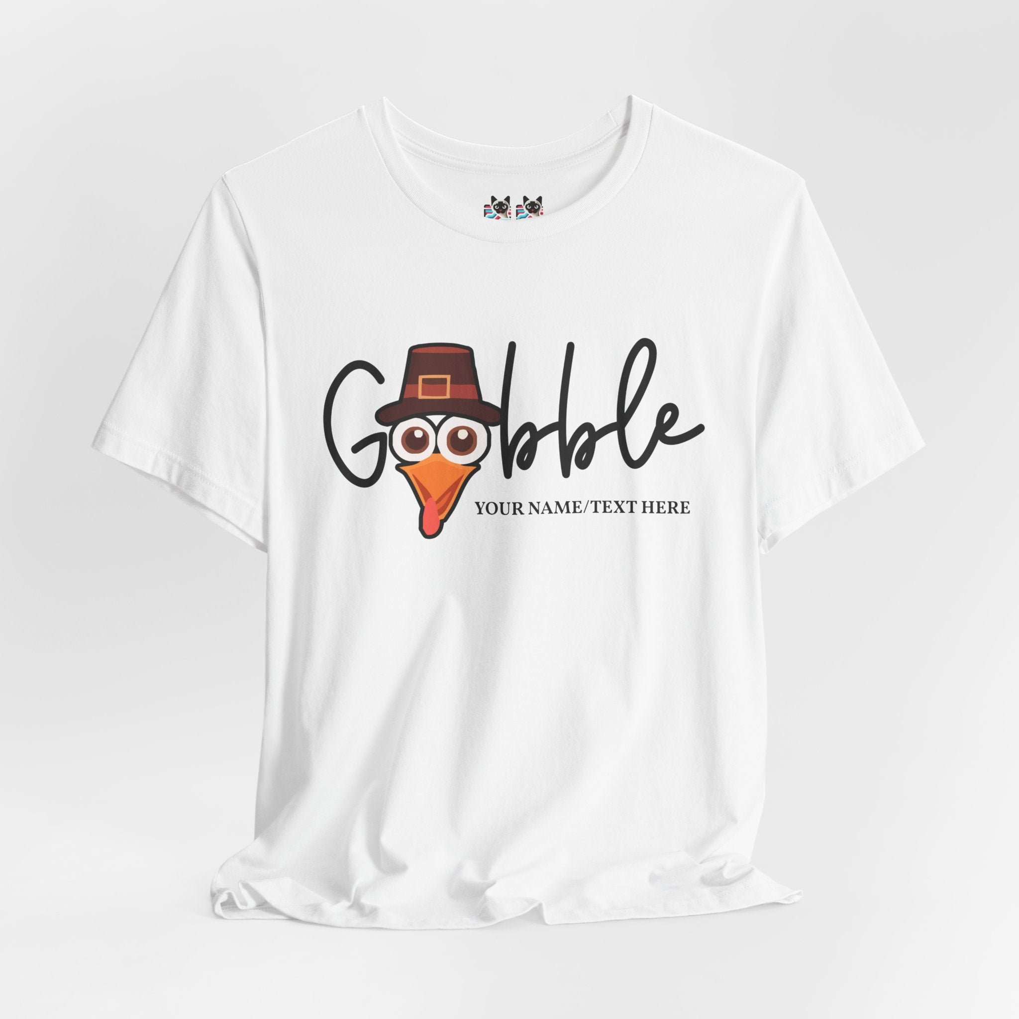 Custom T-Shirt - Gobble Turkey Head Cursive T-Shirt