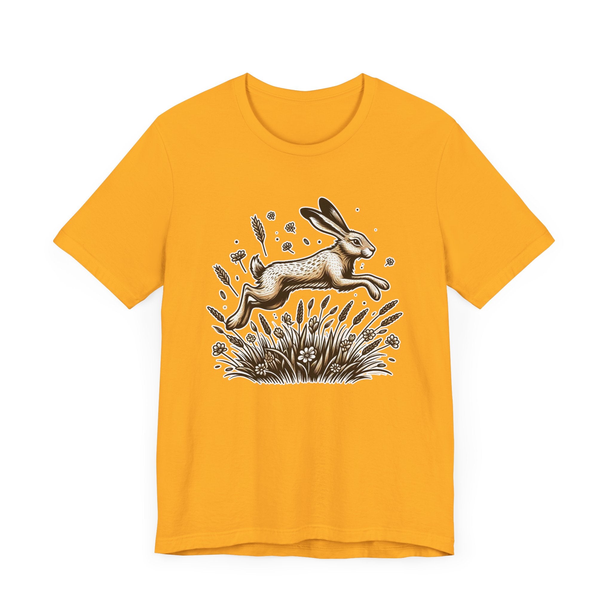 Leaping Lively Hare in Grain Field with Lush Grass Graphic T-Shirt