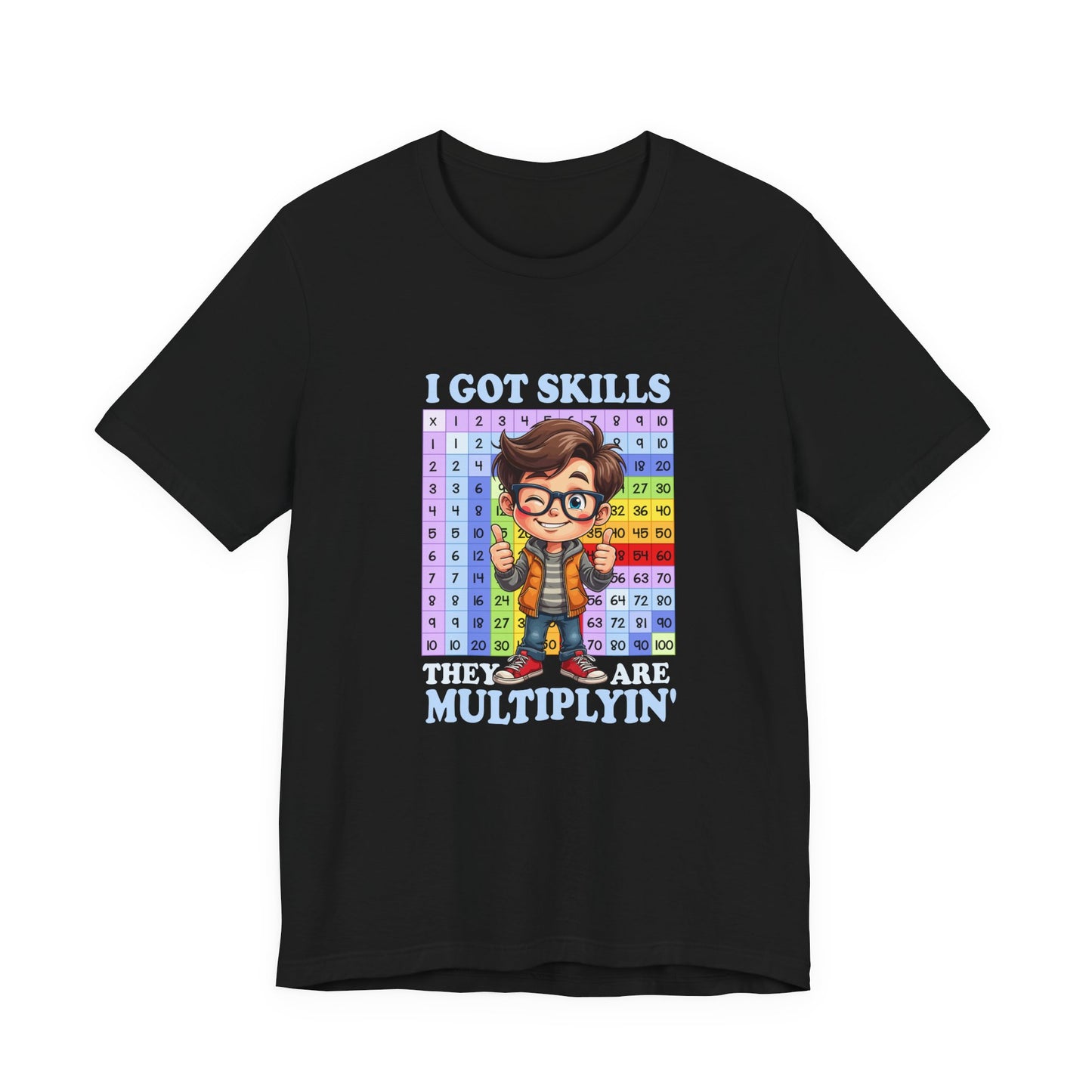 I Got Skills and They Are Multiplying Tshirt – Happy Boy with Thumbs Up & Numbers 1 to 100