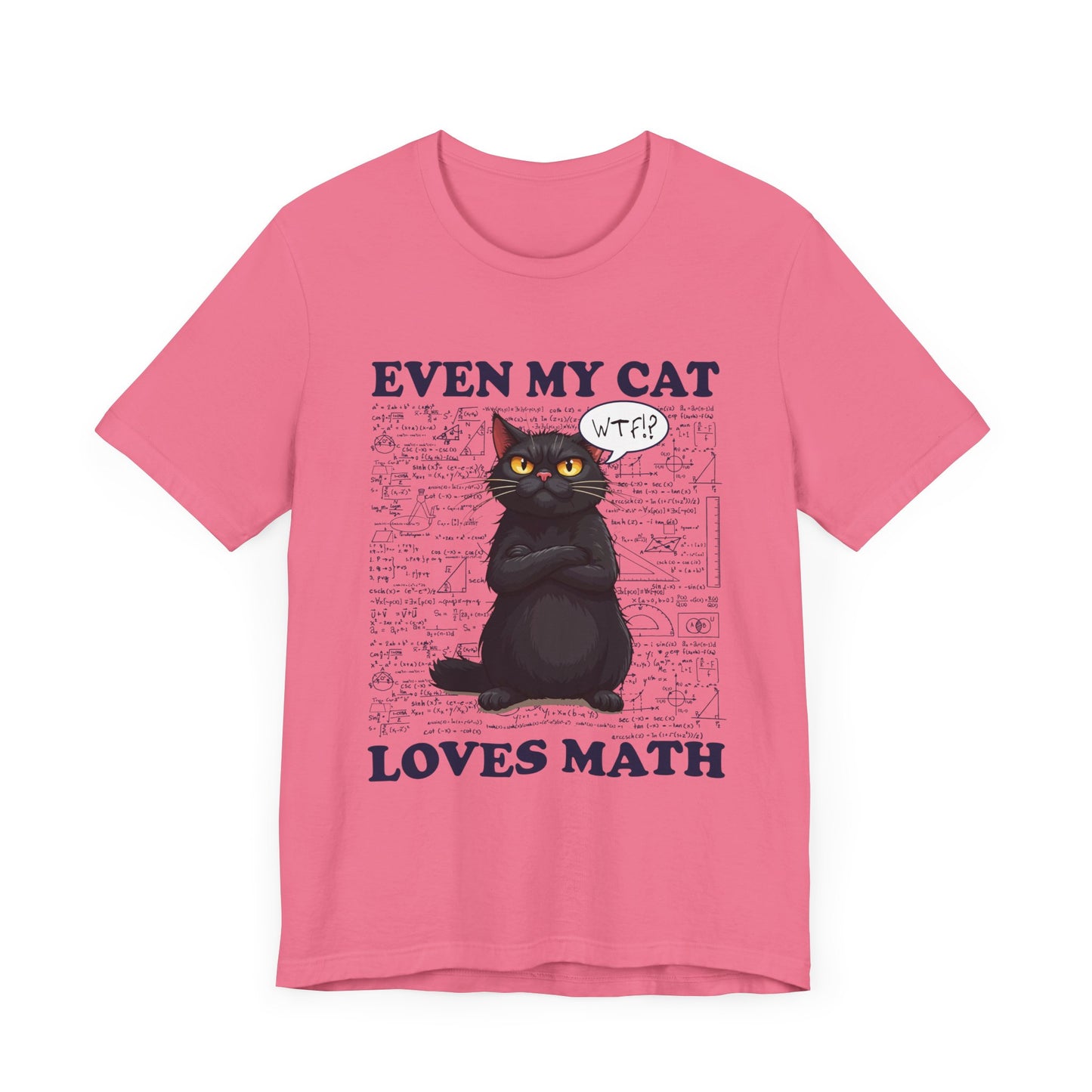 Even My Cat Loves Math T-Shirt – Funny Cat and Math Equations Graphic Tee