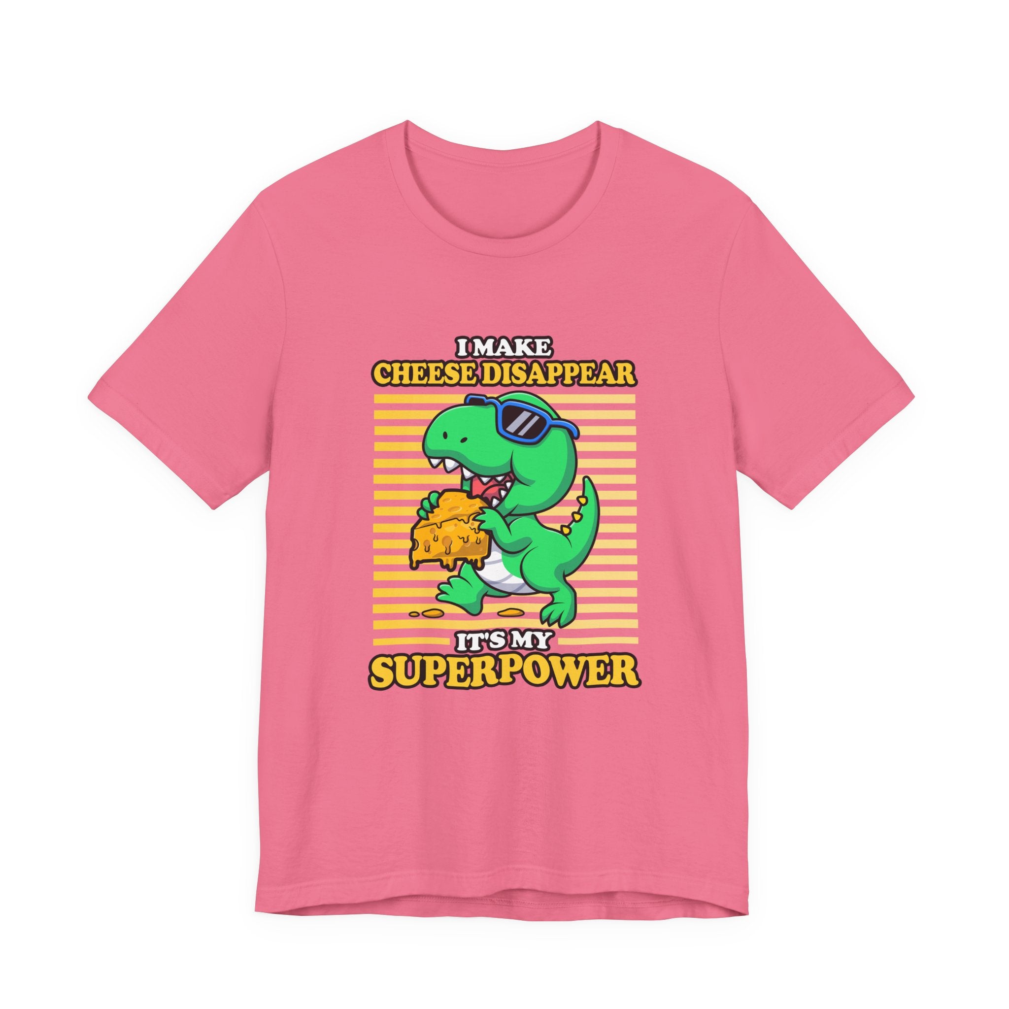 I Make Cheese Disappear T-Shirt – Cool Dinosaur With Sunglasses Running Away Humor Graphic Tee