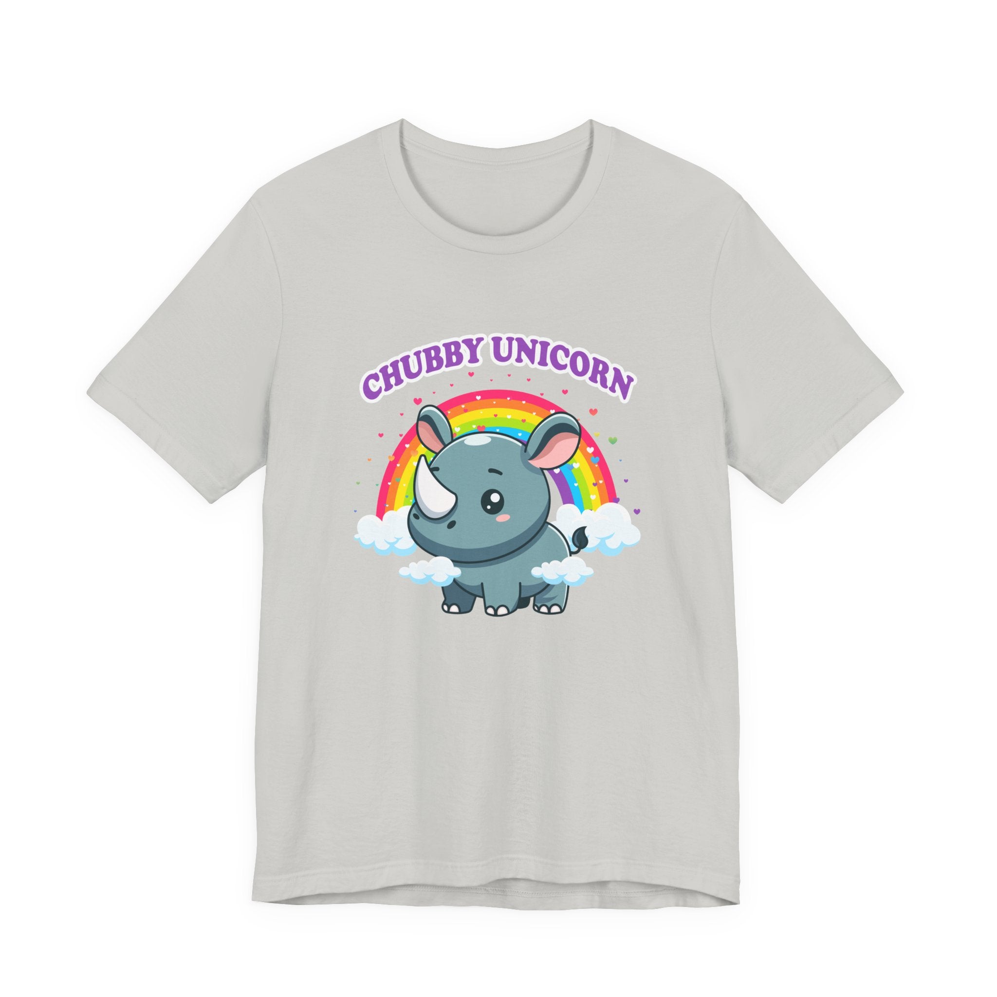 Chubby Unicorn T-Shirt – Cute Cartoon Rhino with Rainbow Graphic Tee