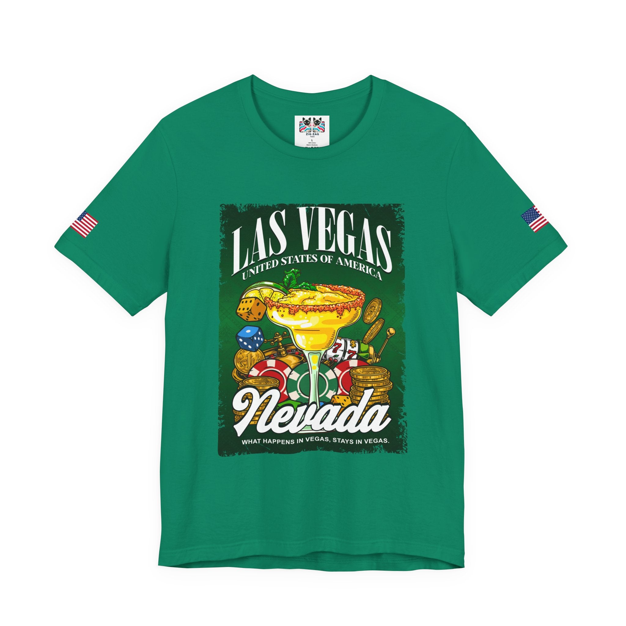 Las Vegas Nevada USA Margarita Casino T-Shirt – Colorful Dice Chips Vegas Graphic Tee