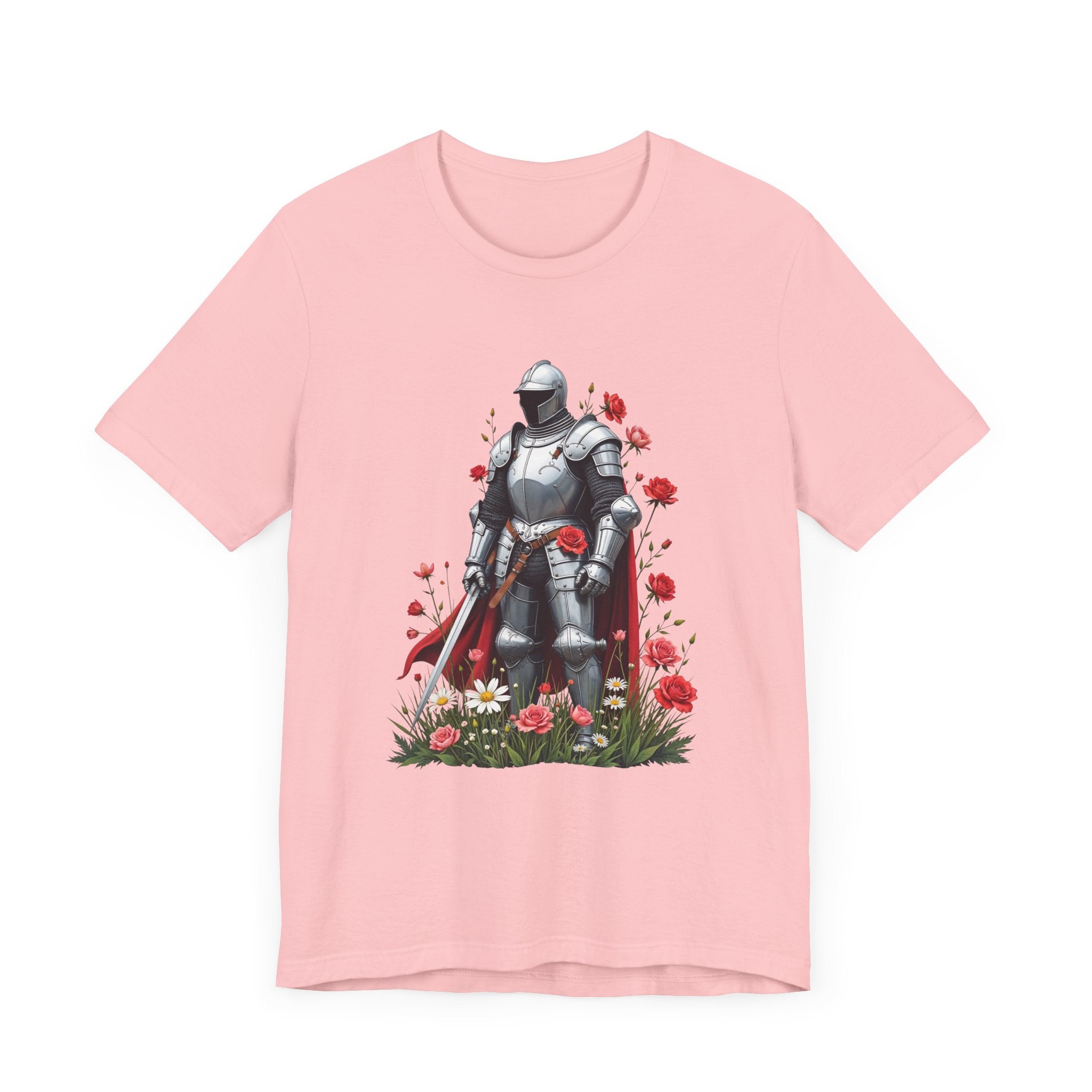 Medieval Knight and Roses Graphic Shirt – Strength and Beauty