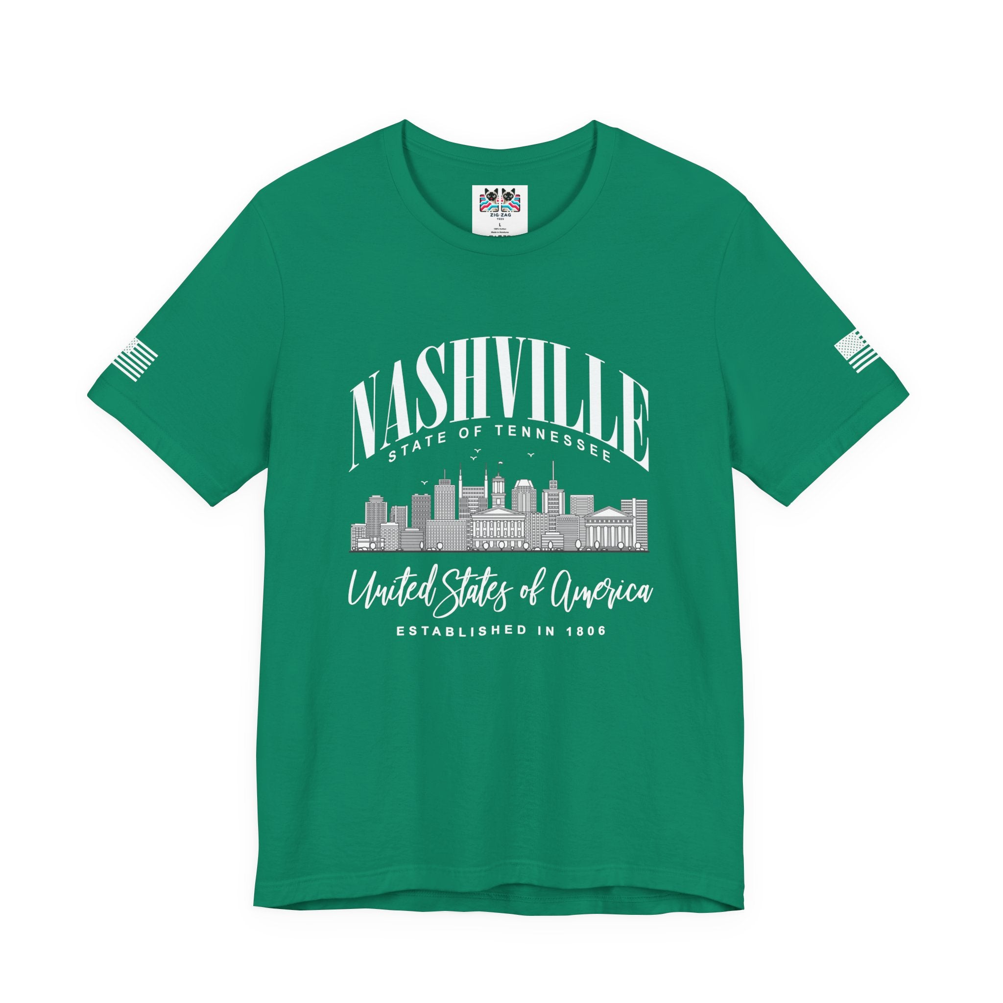 Nashville State of Tennessee T-Shirt – Arched Skyline United States of America Established 1806 Graphic Tee