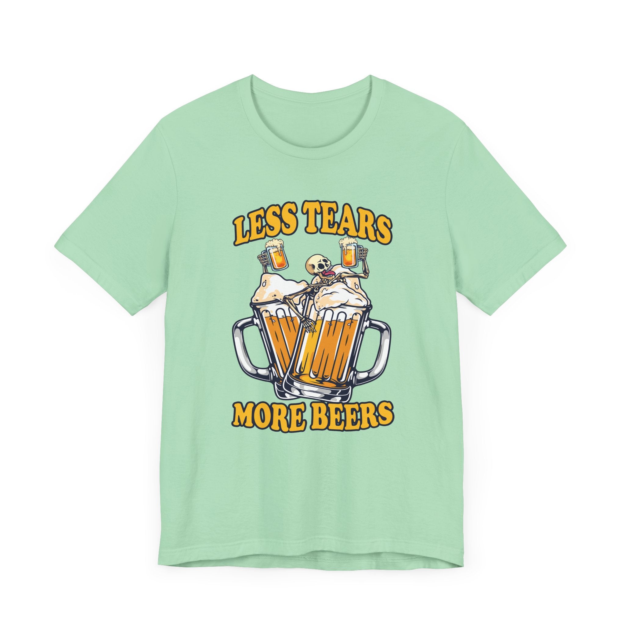 Less Tears More Beers Tee, Beer Lover Humor Shirt, Pub Life Graphic Tee, Funny Alcohol Mood Top, Chill and Cheer Gift