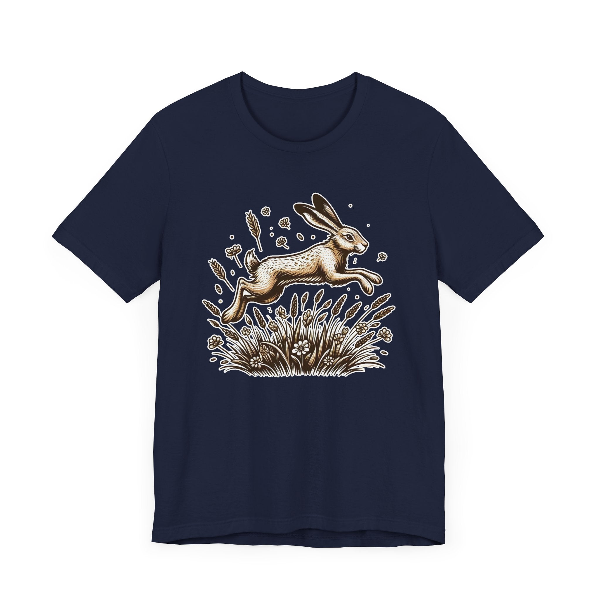 Leaping Lively Hare in Grain Field with Lush Grass Graphic T-Shirt