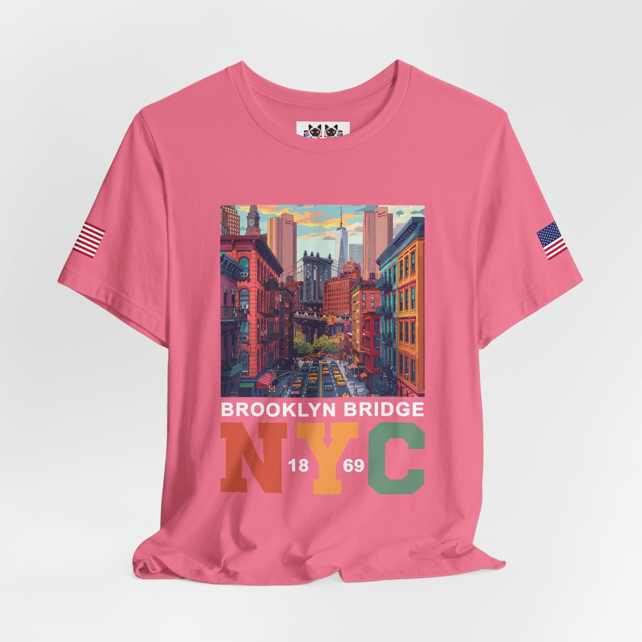 Brooklyn Bridge NYC T-Shirt - Vintage Street Scene Manhattan Bridge 1869 New York