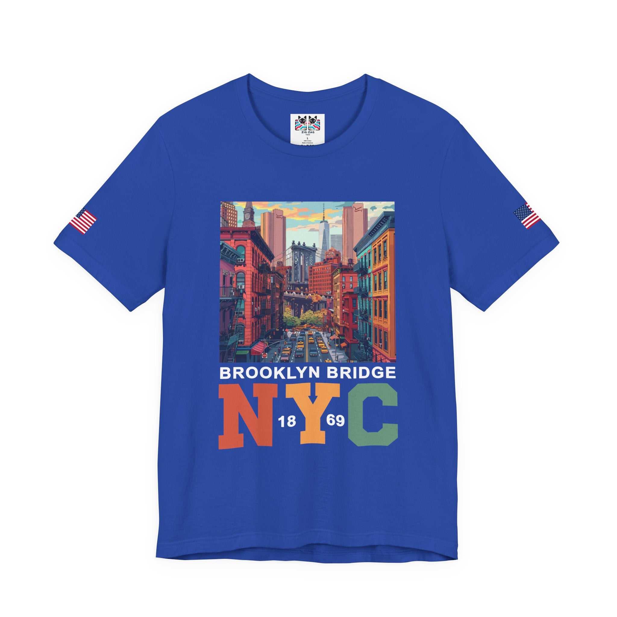 Brooklyn Bridge NYC T-Shirt - Vintage Street Scene Manhattan Bridge 1869 New York