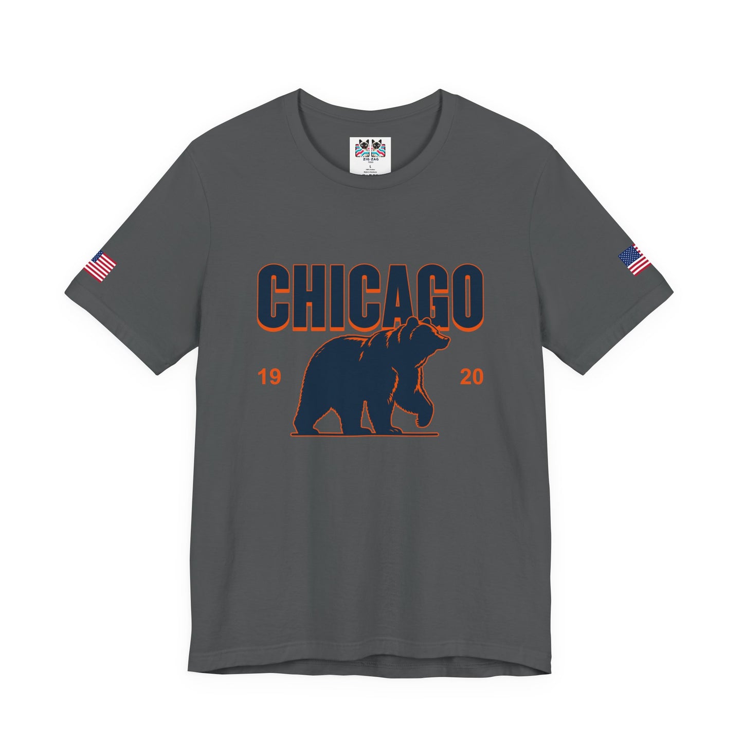 Chicago Bears T-Shirt - Chicago 1920 Orange Navy Blue Bear Mascot Illinois Design