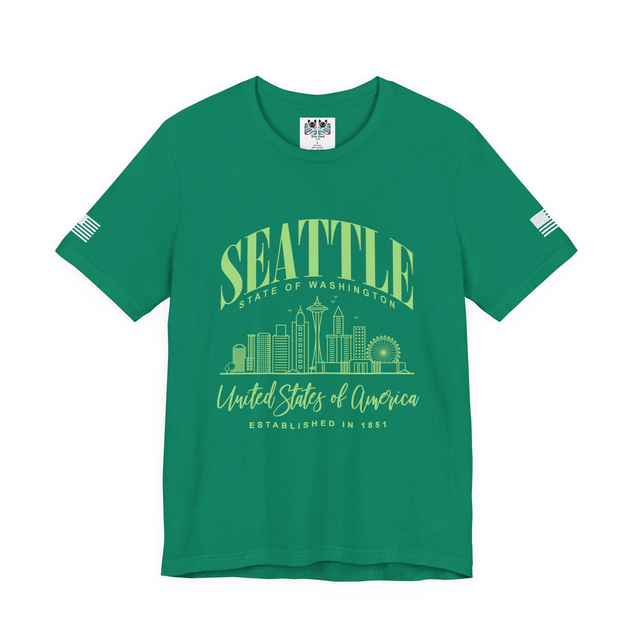 Seattle State of Washington Arch Skyline T-Shirt | United States of America EST 1851 Tee | Evergreen State Shirt