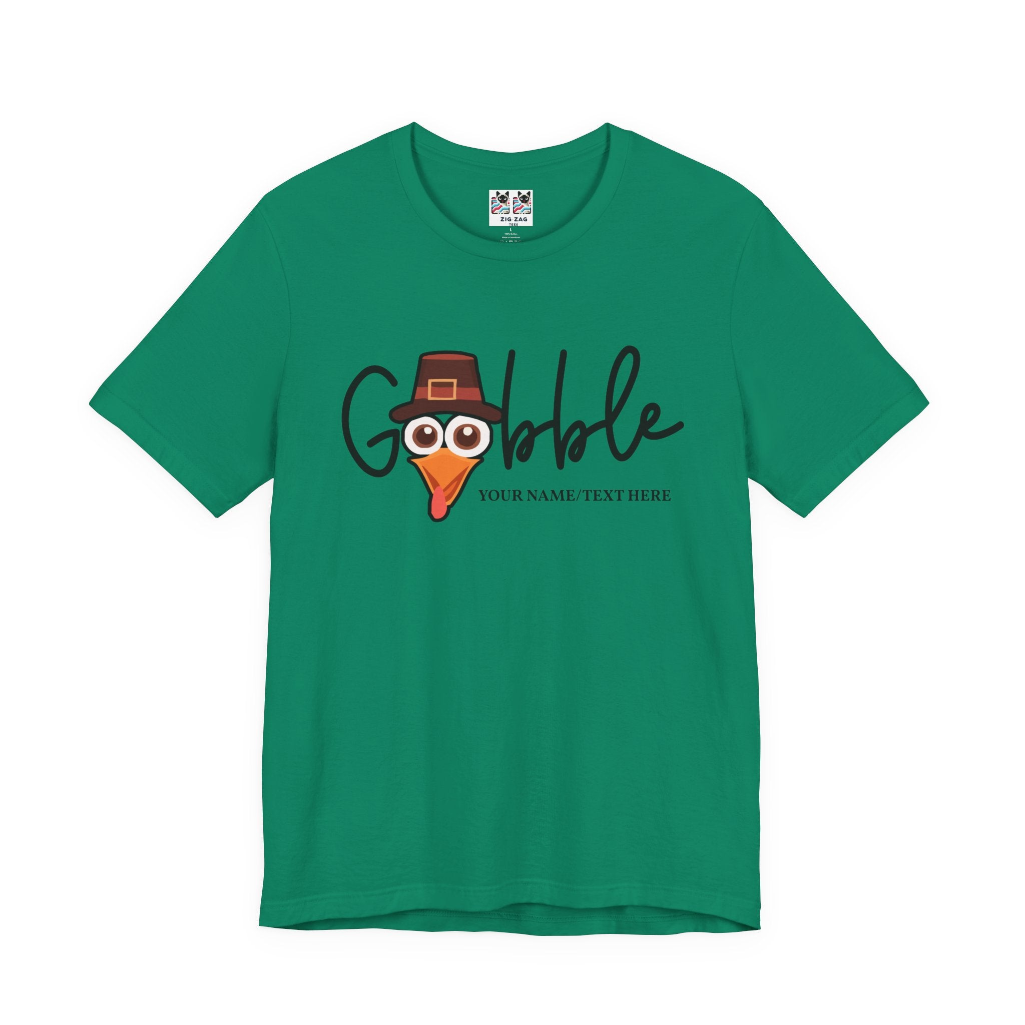 Custom T-Shirt - Gobble Turkey Head Cursive T-Shirt