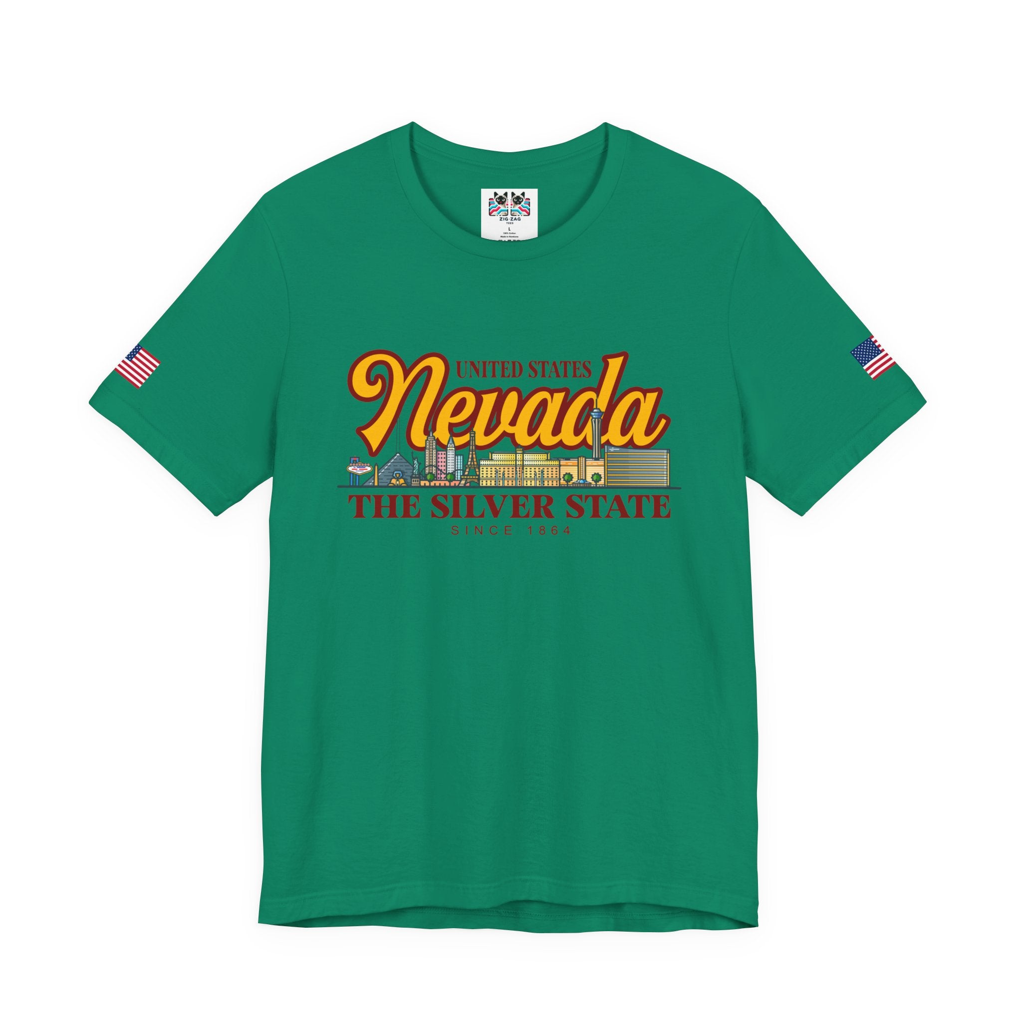 Nevada The Silver State T-Shirt - Las Vegas Skyline Pink Since 1864 USA Design