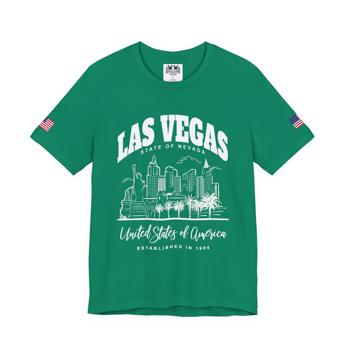 Las Vegas State of Nevada T-Shirt - Established 1905 Red White Skyline USA Design