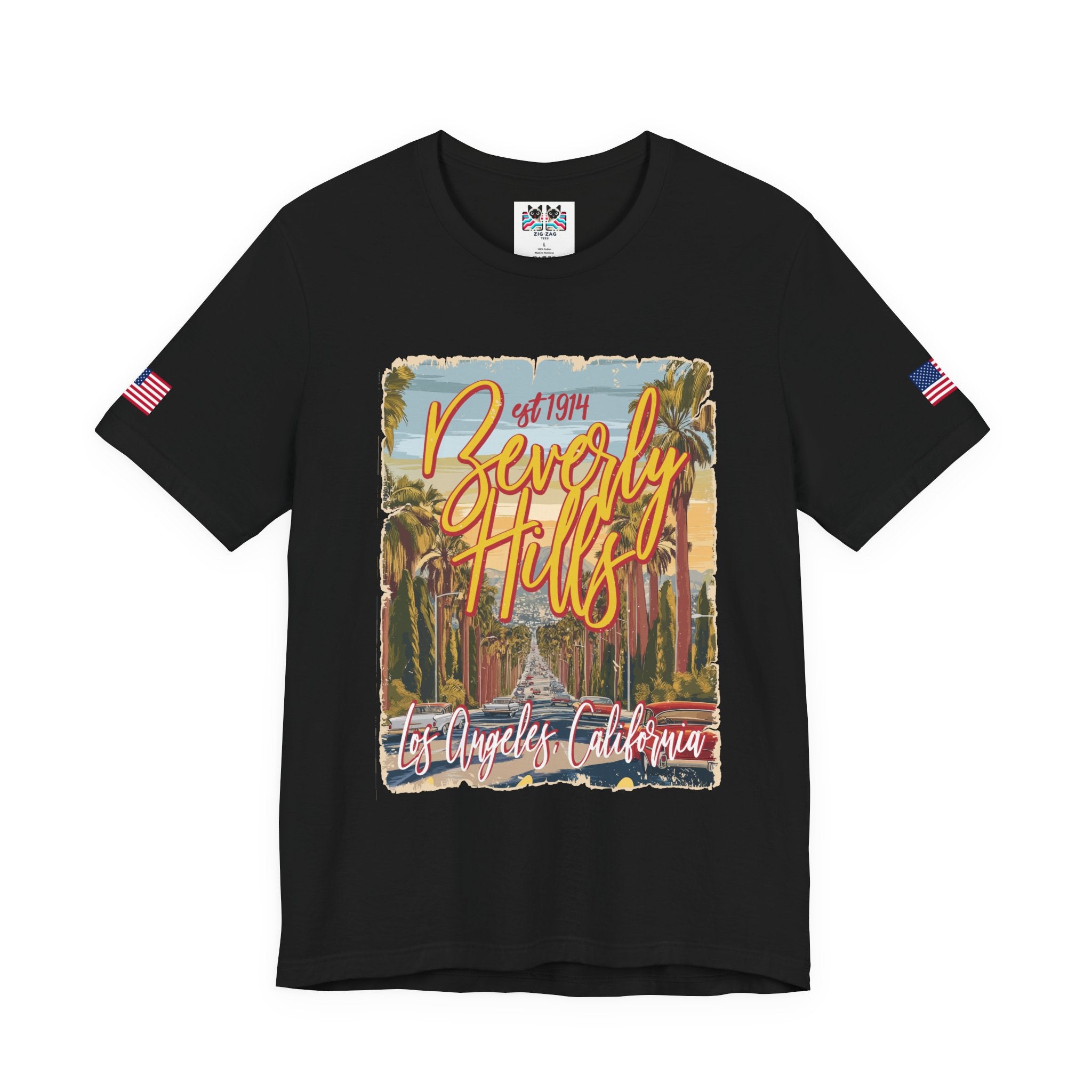 Beverly Hills EST 1914 T-Shirt – Los Angeles California Palm Tree Boulevard Illustrated Tee