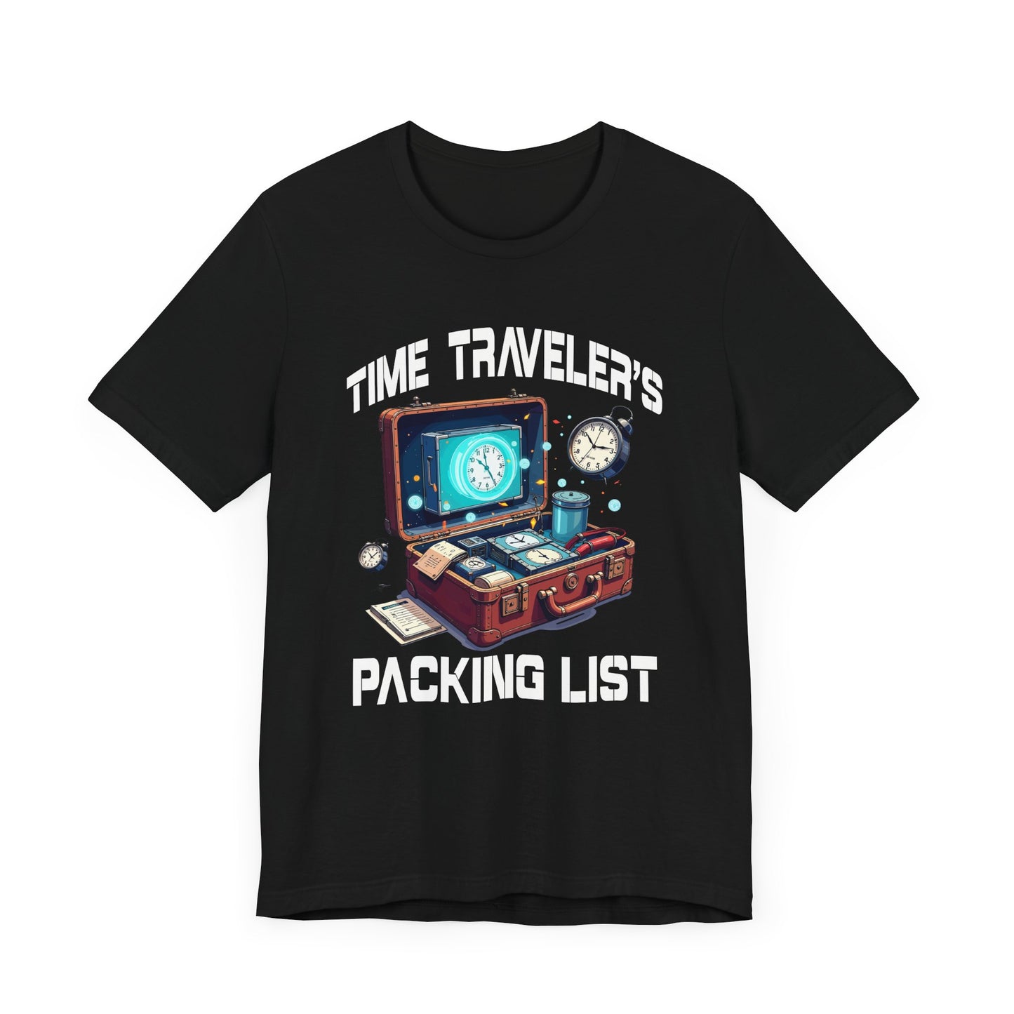 Time Traveler’s Packing List Tee, Sci-Fi Gear Shirt, Future Prep Graphic Tee, Multiverse Essentials Top, Nerd Gift