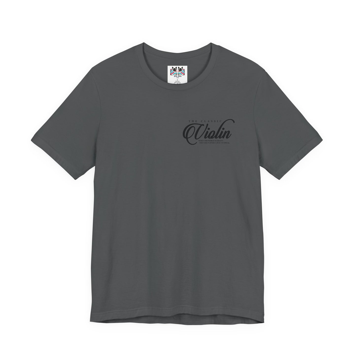 The Classic Violin T-Shirt – Vintage Instrument & 16th Century Story [Black Text]