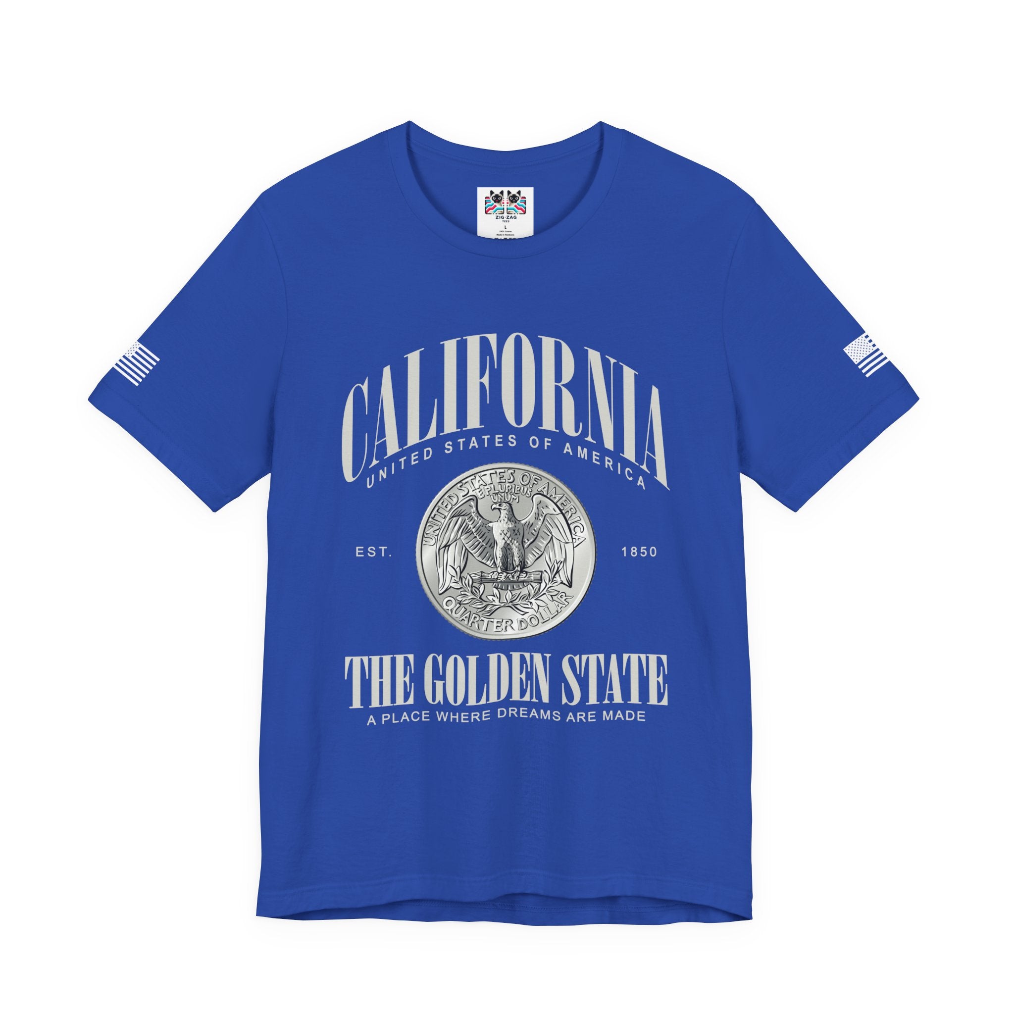 California The Golden State T-Shirt – EST 1850 Quarter Dollar Coin United States of America A Place Where Dreams Are Made Graphic Tee