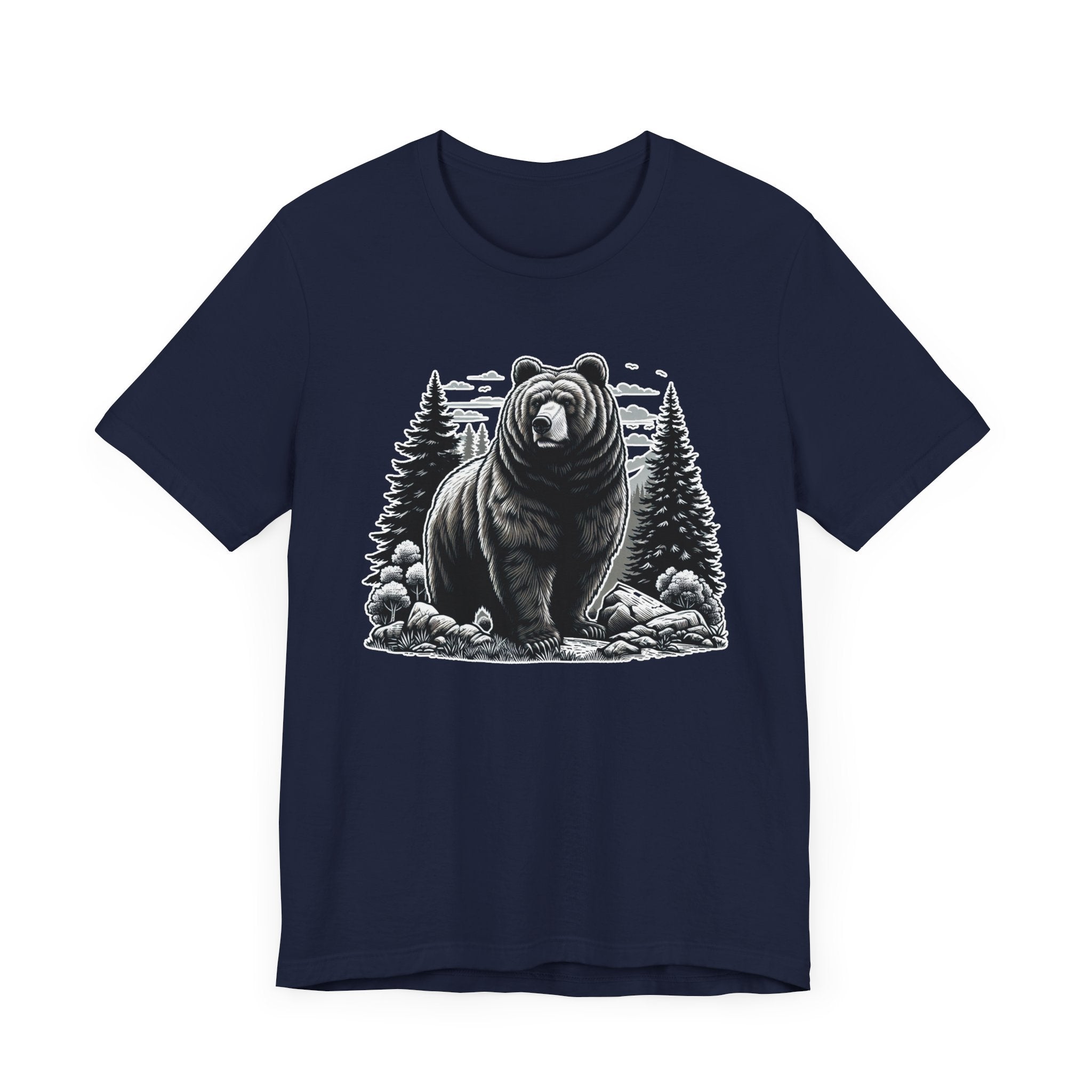 Majestic Wild Bear gazes intently at Stream Edge captivating Graphic T-Shirt