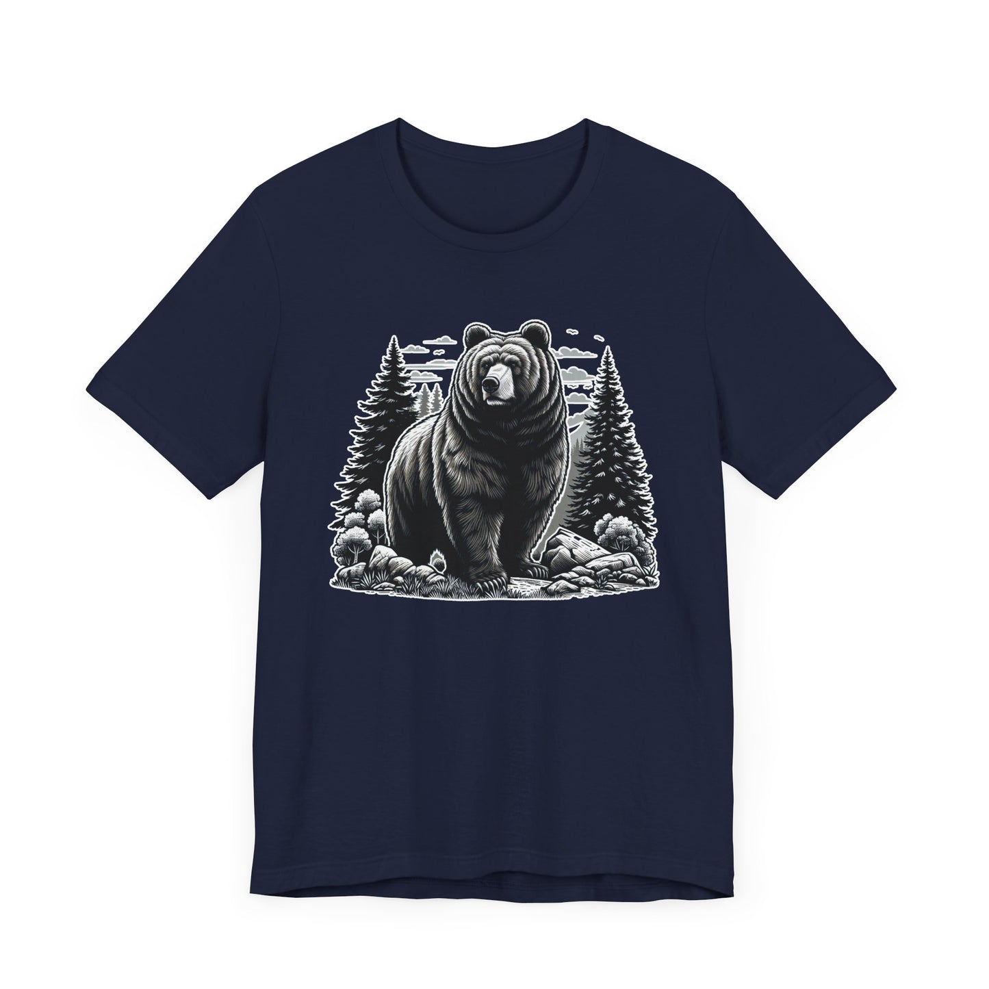 Majestic Wild Bear gazes intently at Stream Edge captivating Graphic T-Shirt