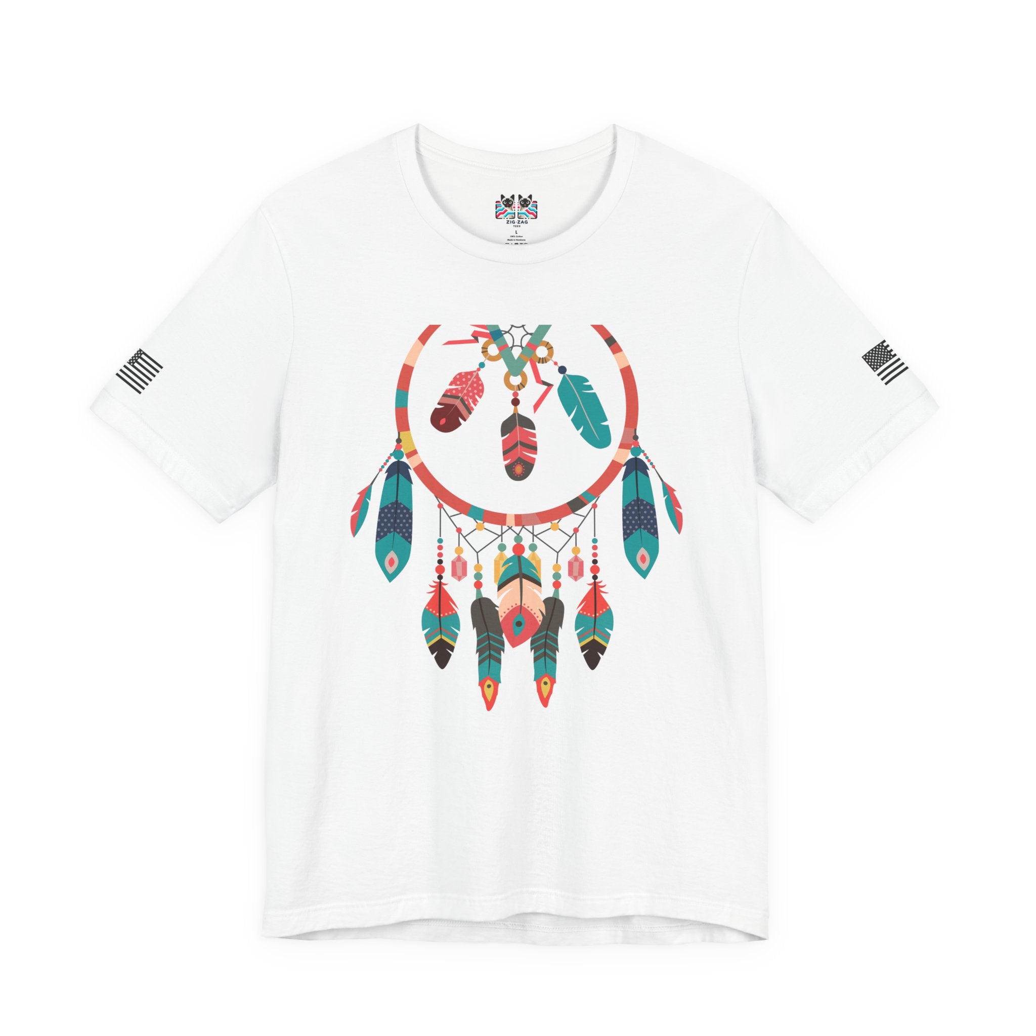 Dream Catcher Graphic T-Shirt – Vibrant Boho Feathers Spiritual Native Inspired Tee