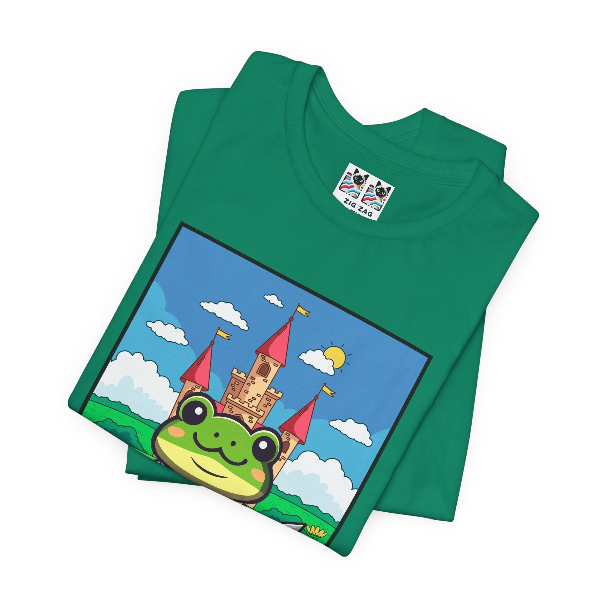 Custom T-Shirt - Knight Frog Castle T-Shirt – Cute Frog Knight Medieval Fantasy Graphic Tee