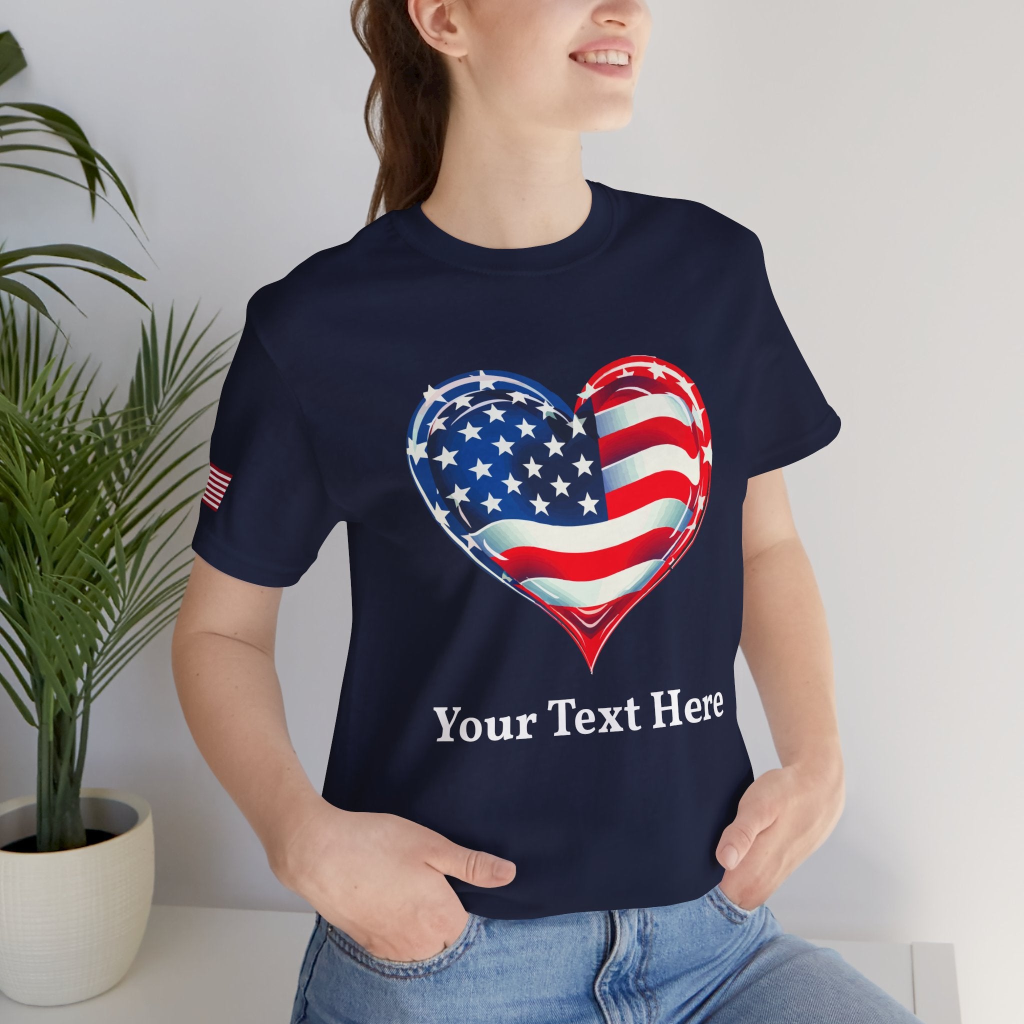 Custom T-Shirt - American Flag Heart T-Shirt – Love USA Patriotic Pride Graphic Tee