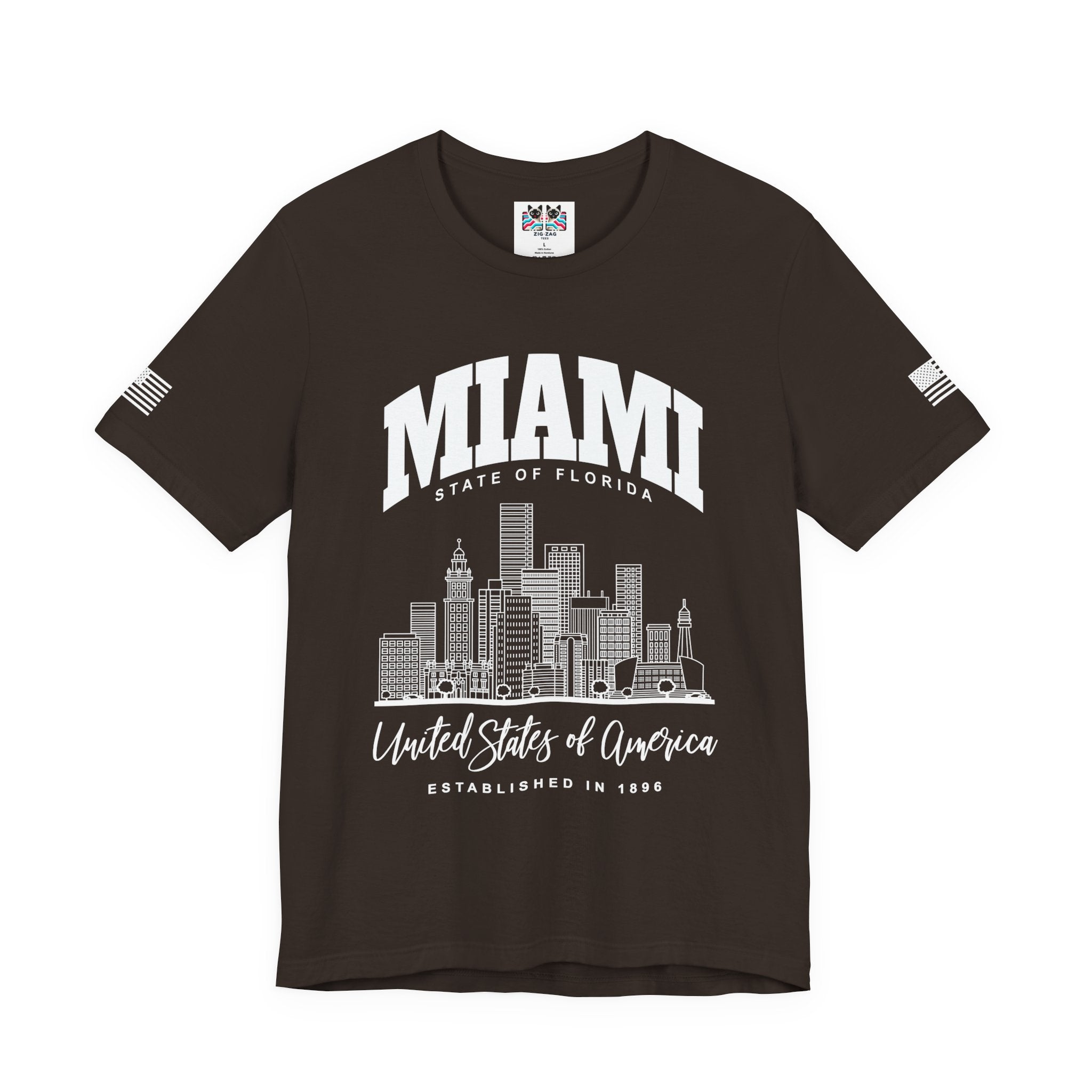 Miami State of Florida USA T-Shirt – Arch Skyline Established 1896 Graphic Tee