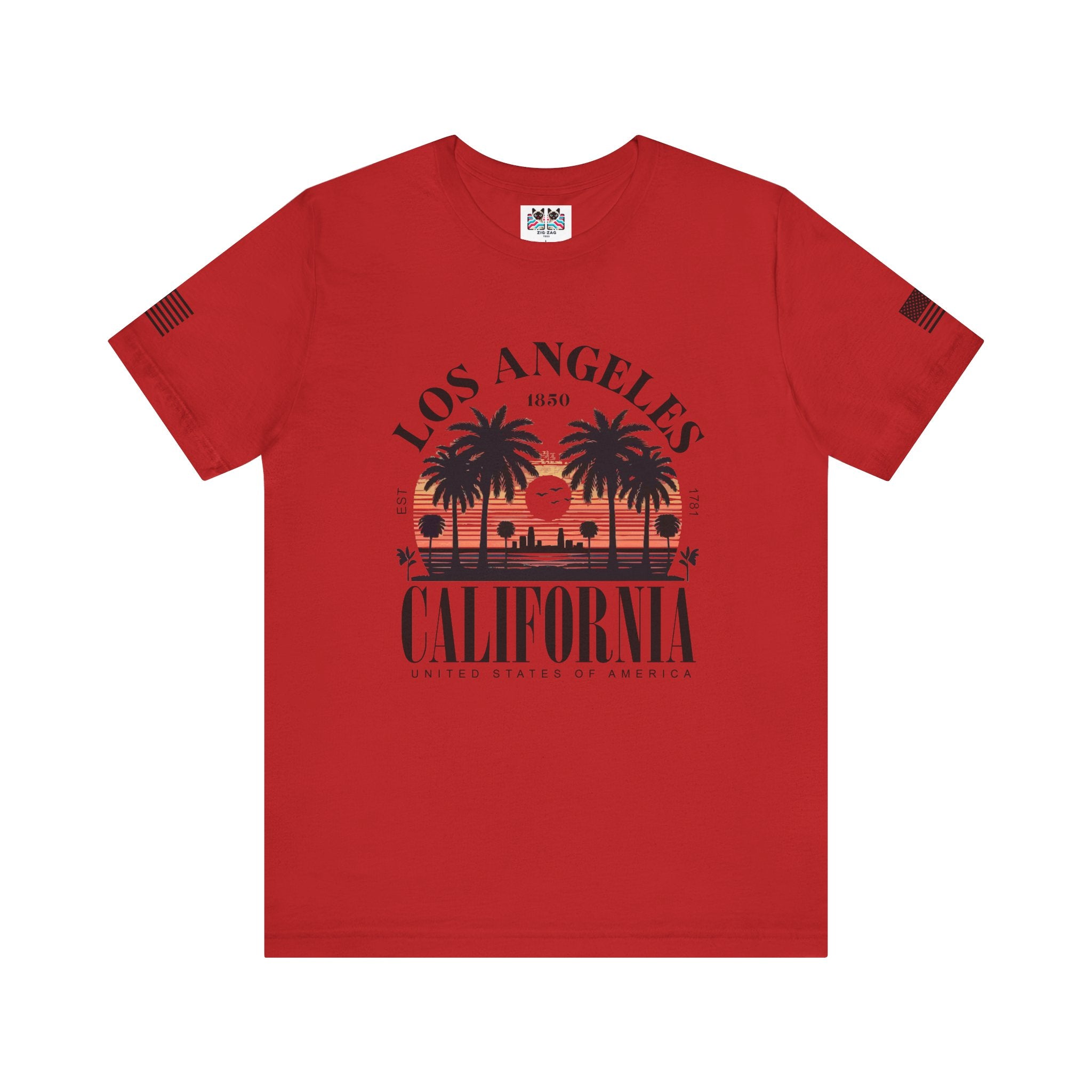 Los Angeles California Santa Monica Pier T-Shirt – Sunset Palm Tree Beach Graphic Tee