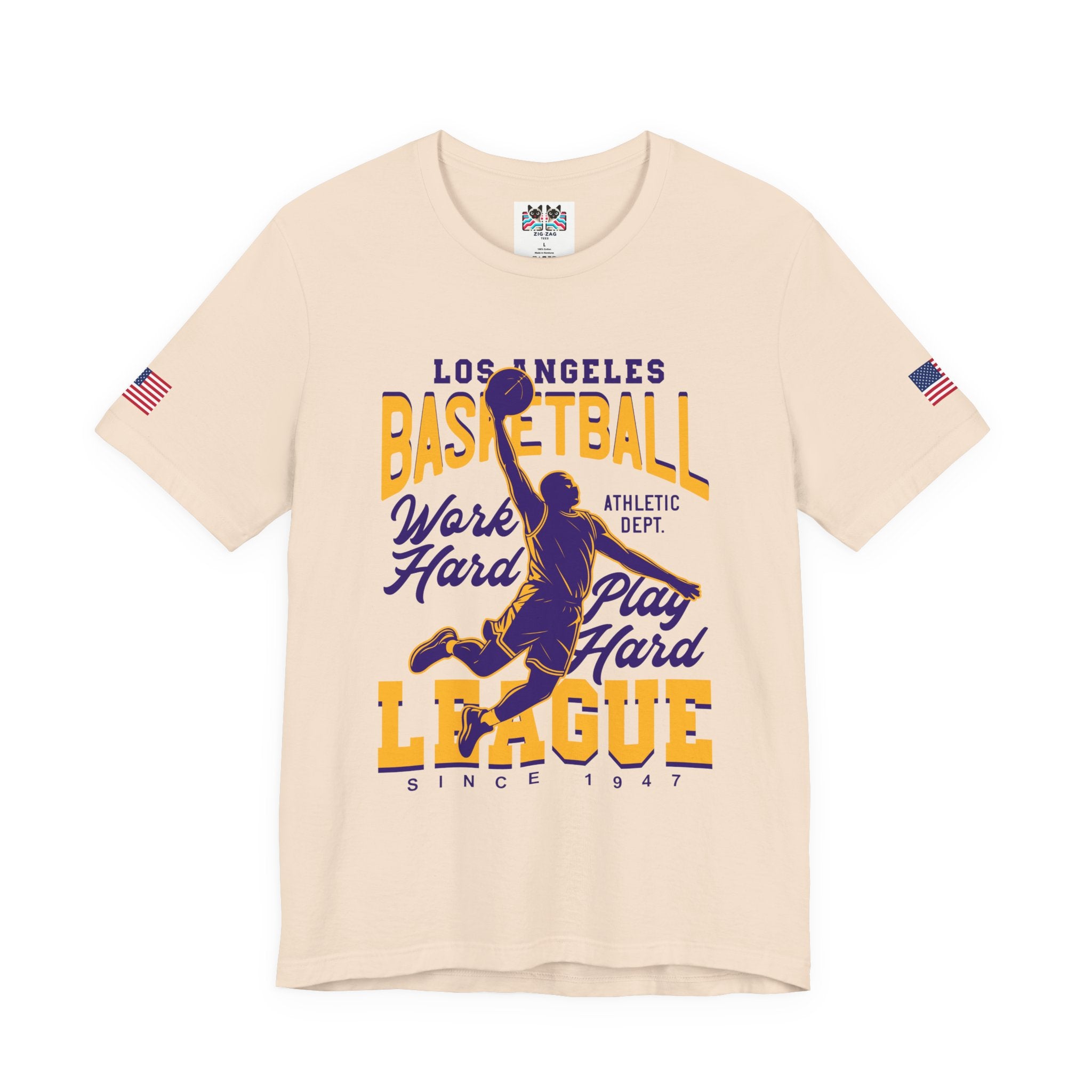 Los Angeles Basketball League T-Shirt – Work Hard Play Hard Athletic Dept Since 1947 Tee