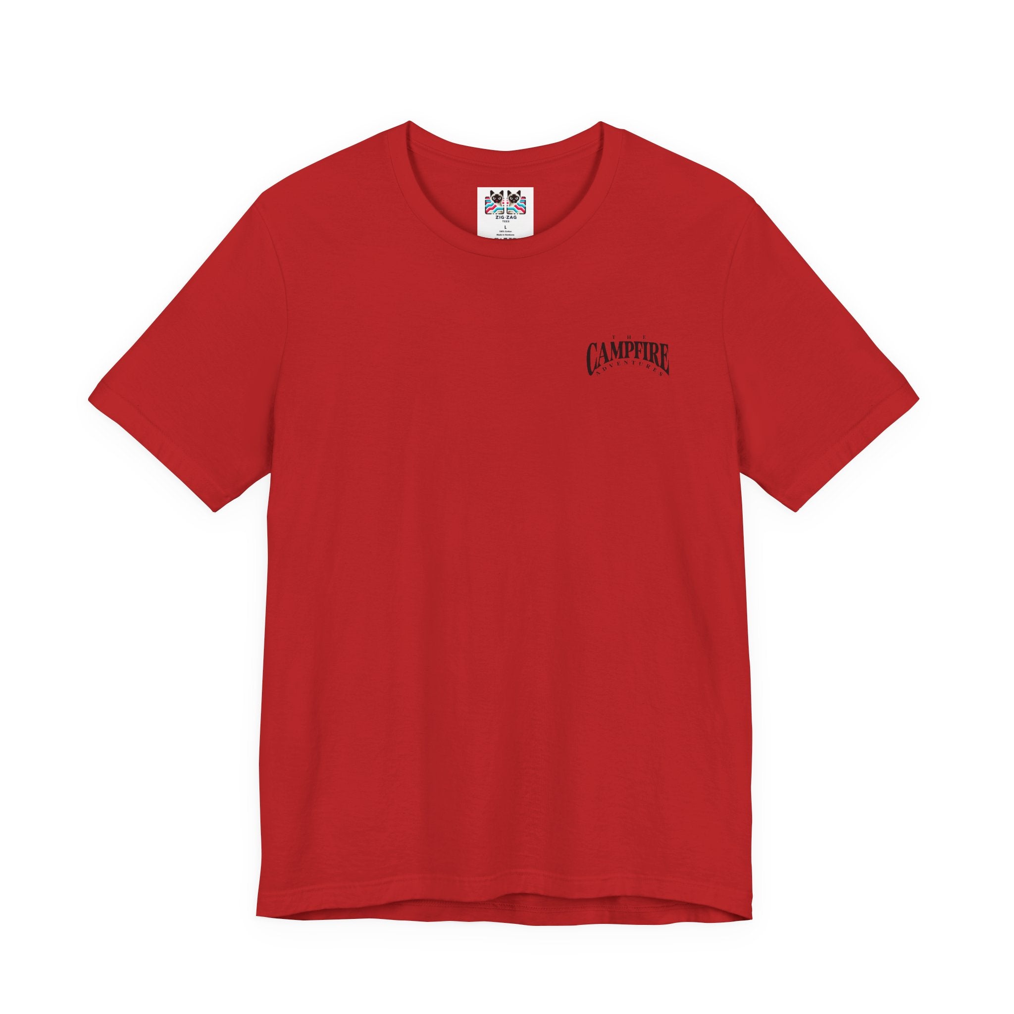 The Adventure Awaits Campfire T-Shirt – Forest Sunset Reflection Graphic