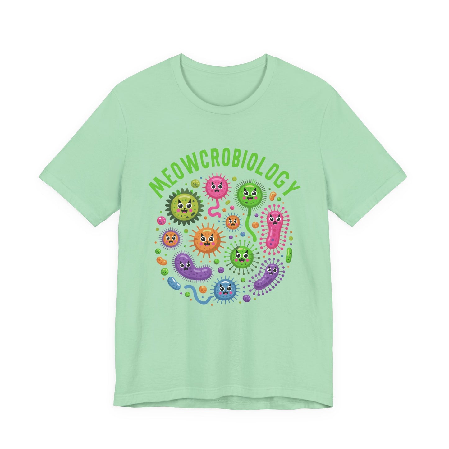 Science Biology Meowcrobiology Tshirt – Cat-Faced Microorganisms Science Pun