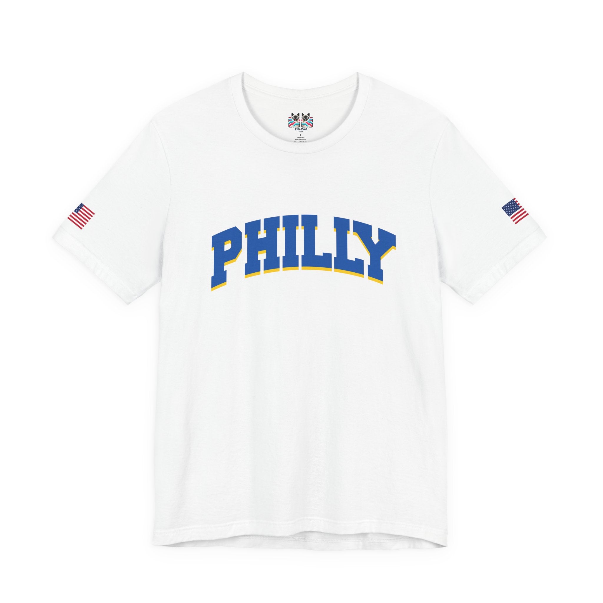 Philly T-Shirt – Bold Arched Varsity Blue & Gold Typography Graphic Tee