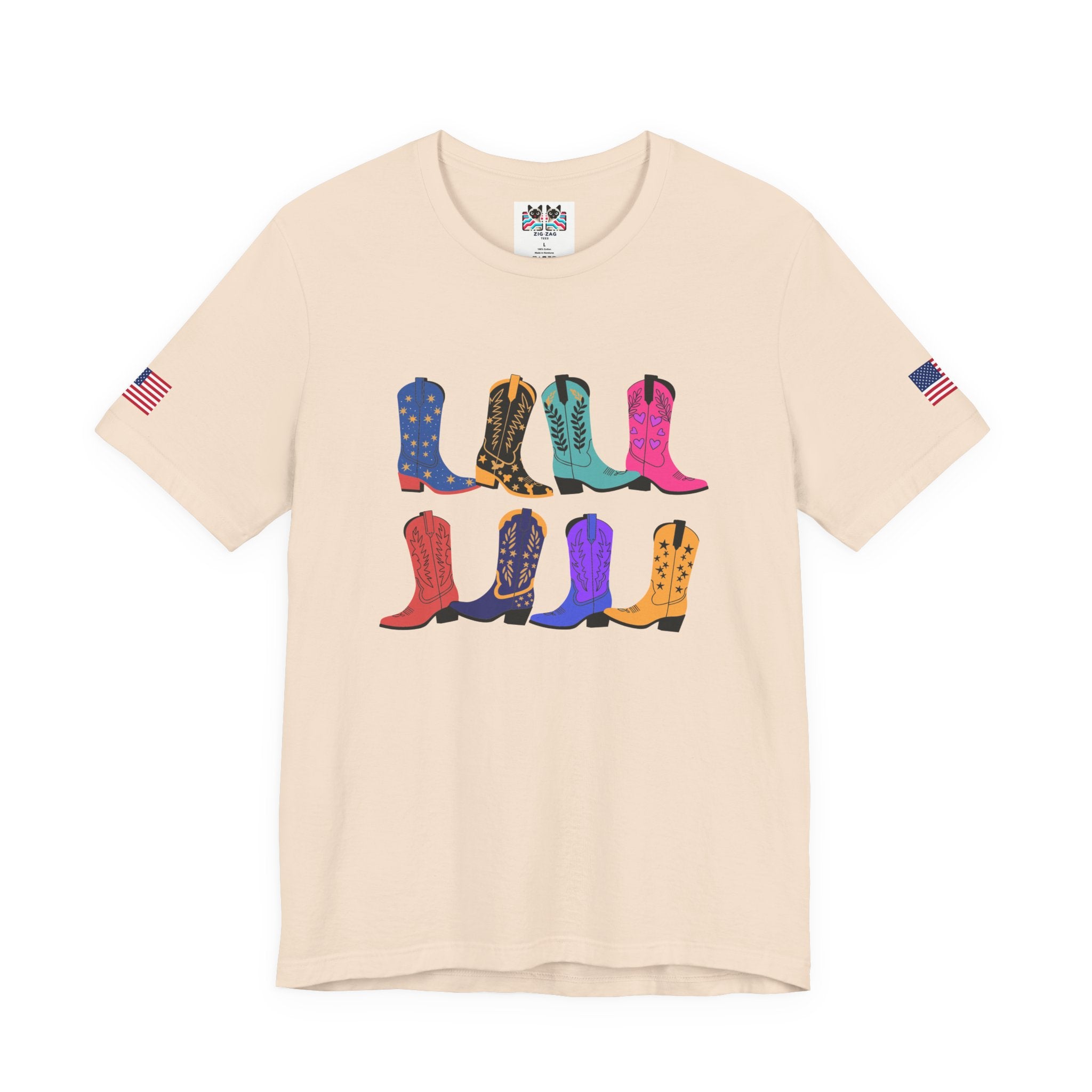 Cowboy Boots T-Shirt – Colorful Boots Collection Grid Graphic Tee