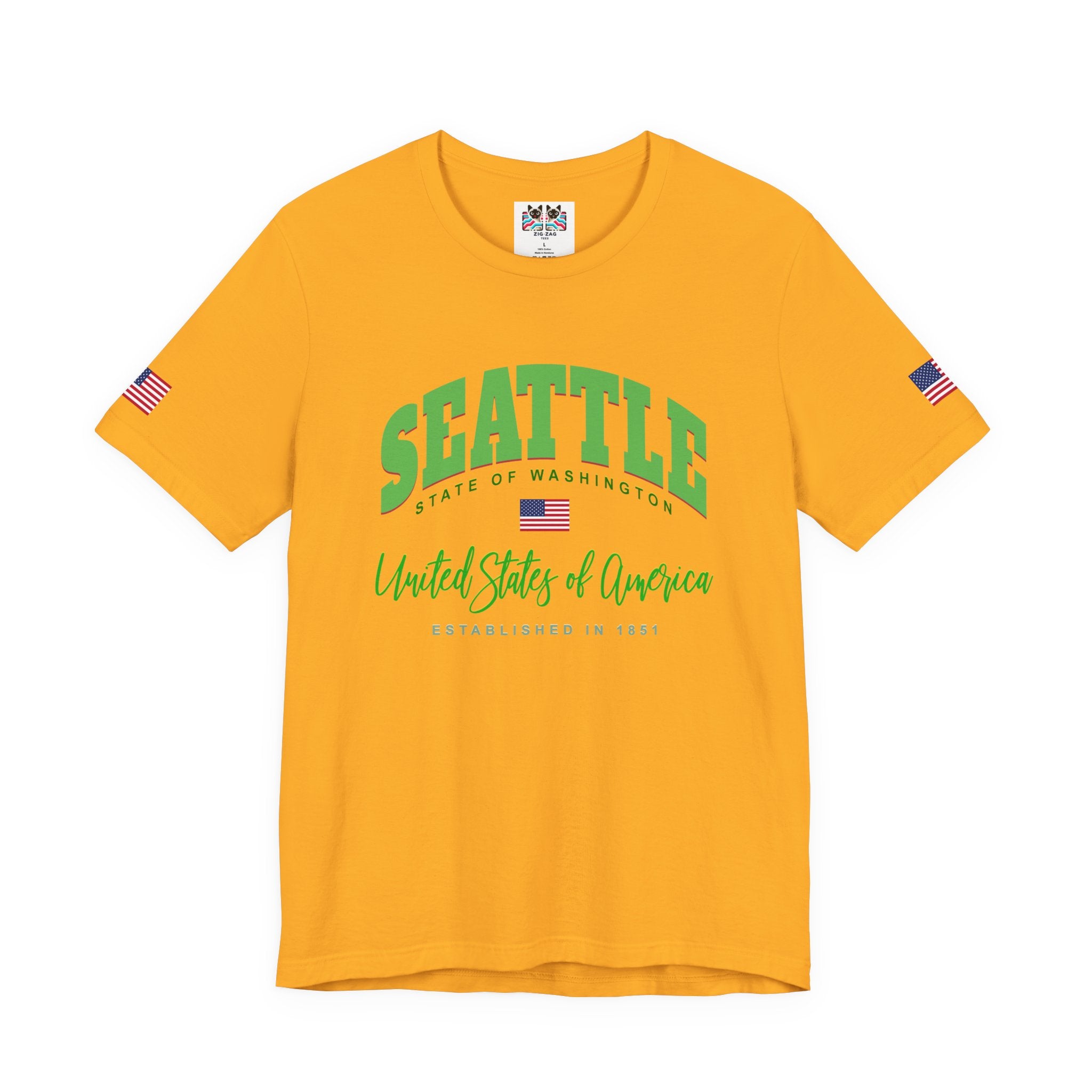 Seattle State of Washington United States of America EST 1851 Collegiate T-Shirt | Patriotic Seattle Tee