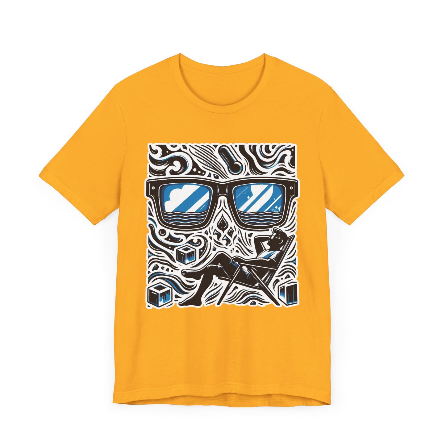 Abstract Relaxation | Man in Chair with Sunglasses Graphic T-Shirt